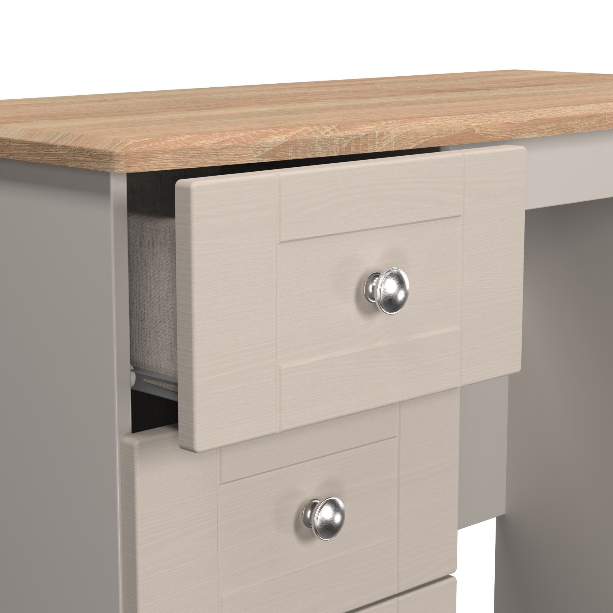 Sussex Ready assembled Matt beige & oak 3 Drawer Non-extendable Dressing table (H)792mm (W)928mm (D)428mm
