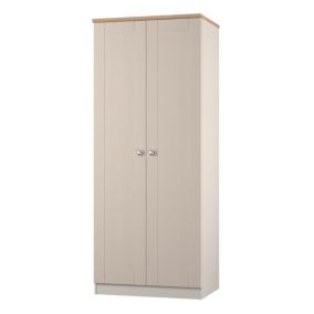 Sussex Ready assembled Traditional Beige & oak Tall Double Wardrobe (H)1970mm (W)770mm (D)530mm