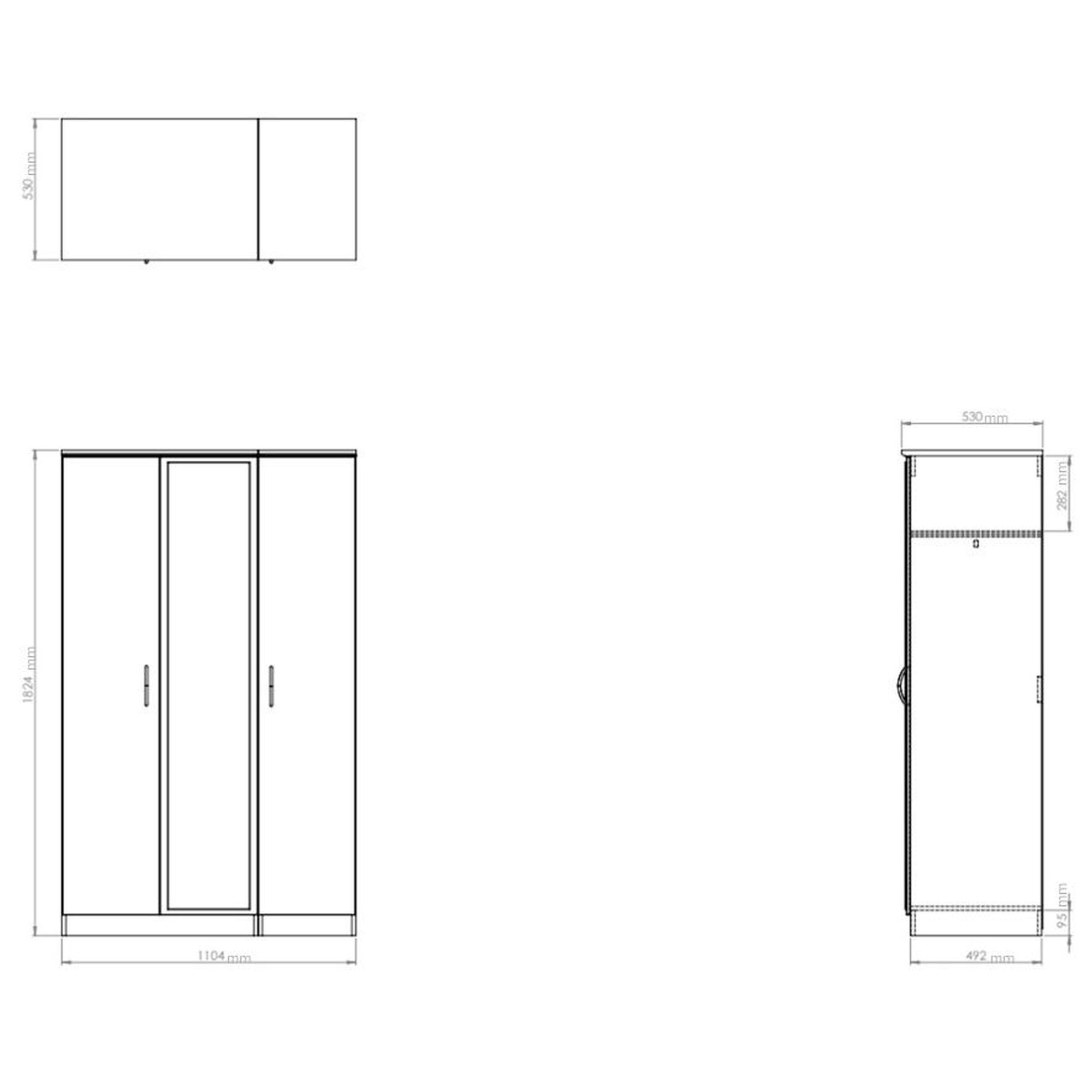 Sussex Ready assembled Traditional Grey & oak effect Tall Triple Wardrobe With 1 mirror door (H)1970mm (W)1110mm (D)530mm