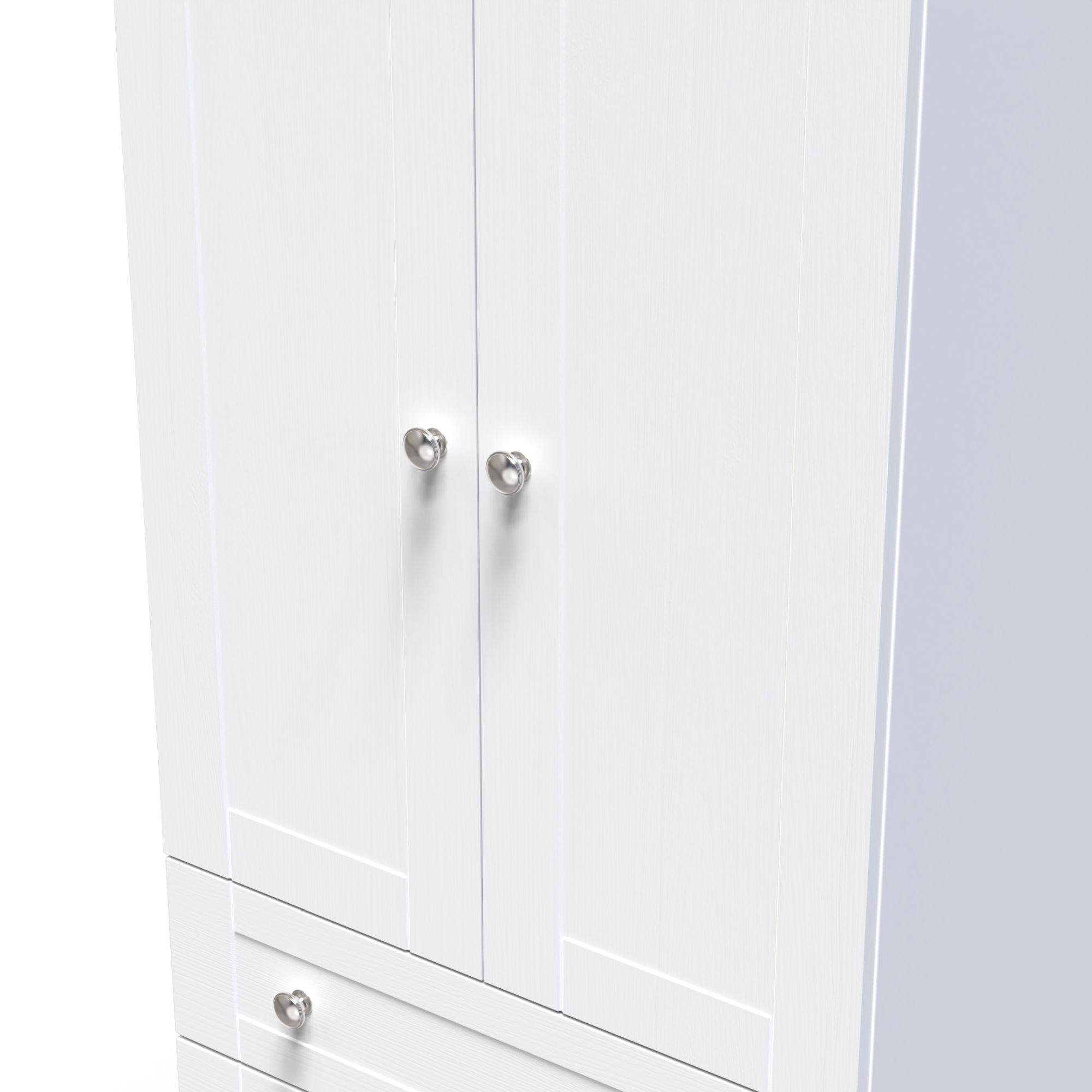 Sussex Ready assembled Traditional White & oak 2 Drawer Tall Double Wardrobe (H)1970mm (W)770mm (D)530mm