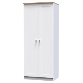 Sussex Ready assembled Traditional White & oak Tall Double Wardrobe (H)1970mm (W)770mm (D)530mm