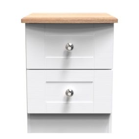 Sussex Ready assembled White & oak 2 Drawer Bedside chest (H)502mm (W)395mm (D)411mm