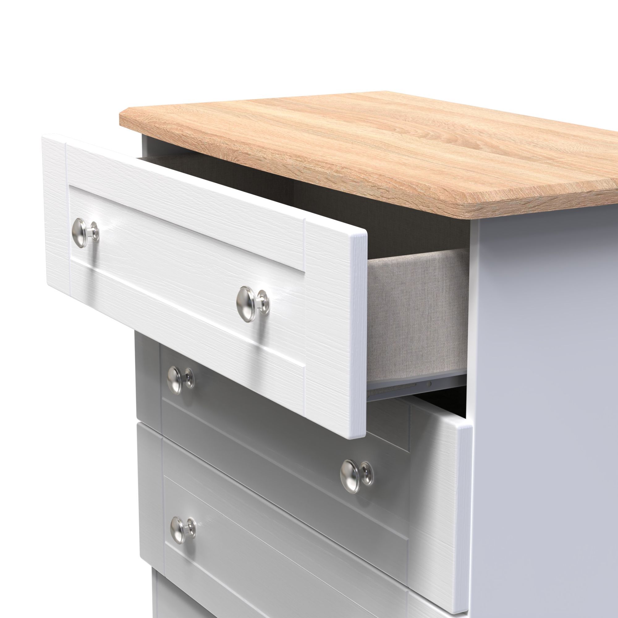 Sussex Ready assembled White & oak 3 Drawer Chest (H)692mm (W)765mm (D)415mm