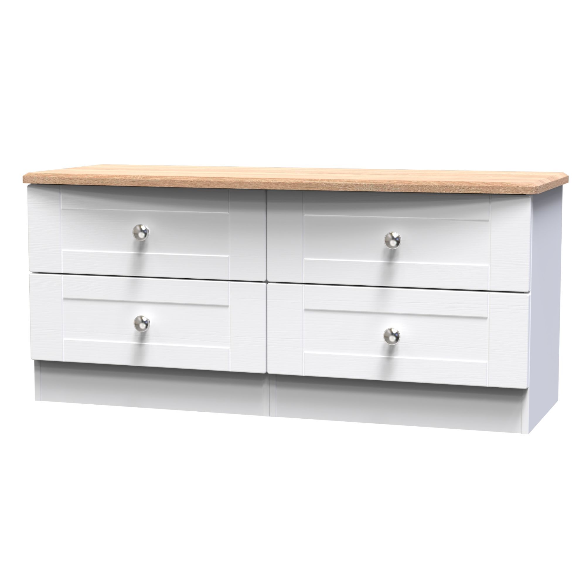 Sussex Ready assembled White & oak 4 Drawer Bed box (H)502mm (W)1117mm (D)414mm
