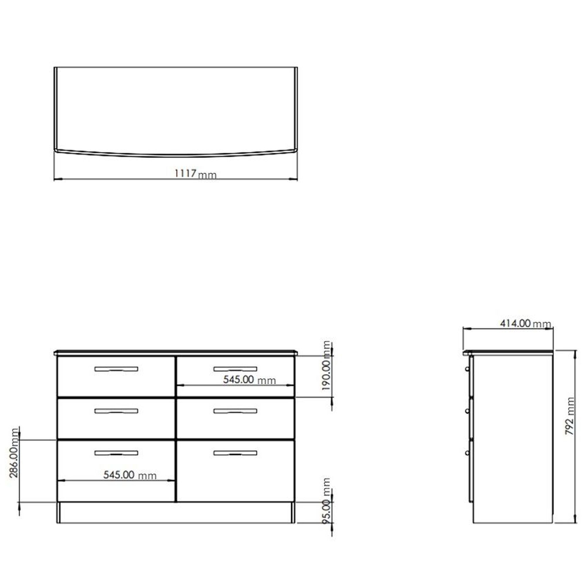 Sussex Ready assembled White & oak 6 Drawer Chest (H)792mm (W)1117mm (D)414mm