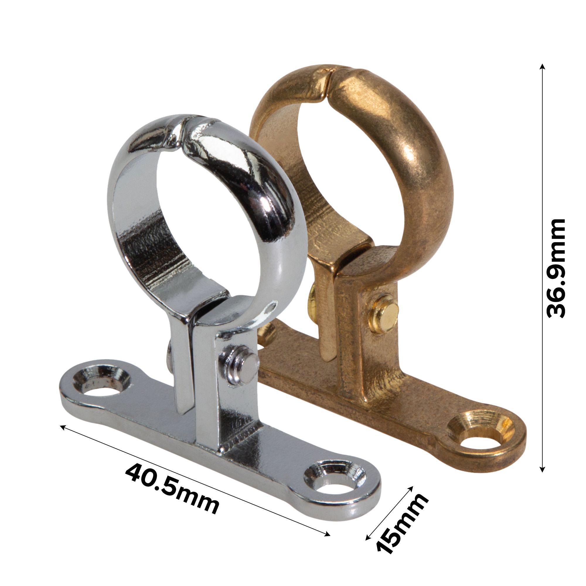 Talon Brass Pipe clip (Dia)15mm, Pack of 2