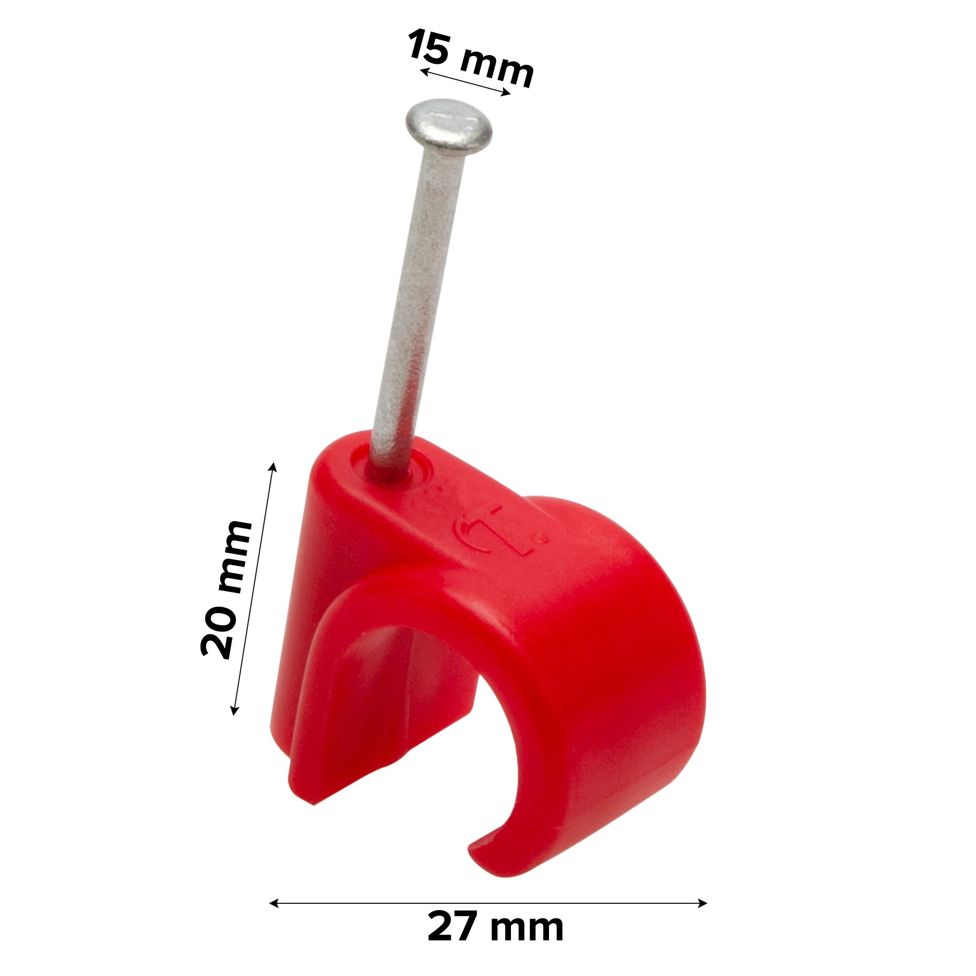 Talon Red Plastic Nail clip (Dia)15mm, Pack of 10