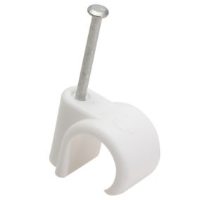 Talon White Plastic Nail clip (Dia)22mm, Pack of 50