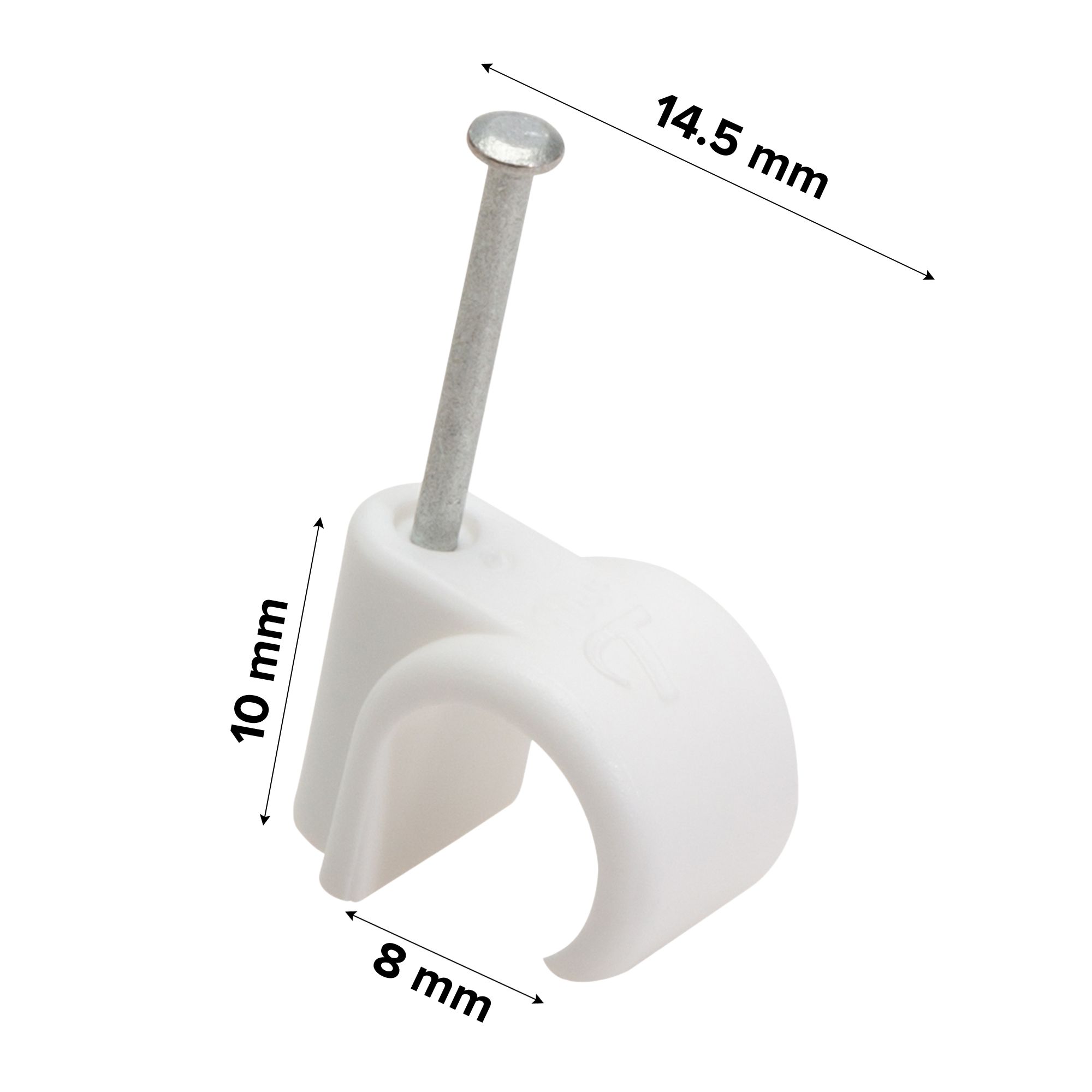 Talon White Plastic Nail clip (Dia)22mm, Pack of 50