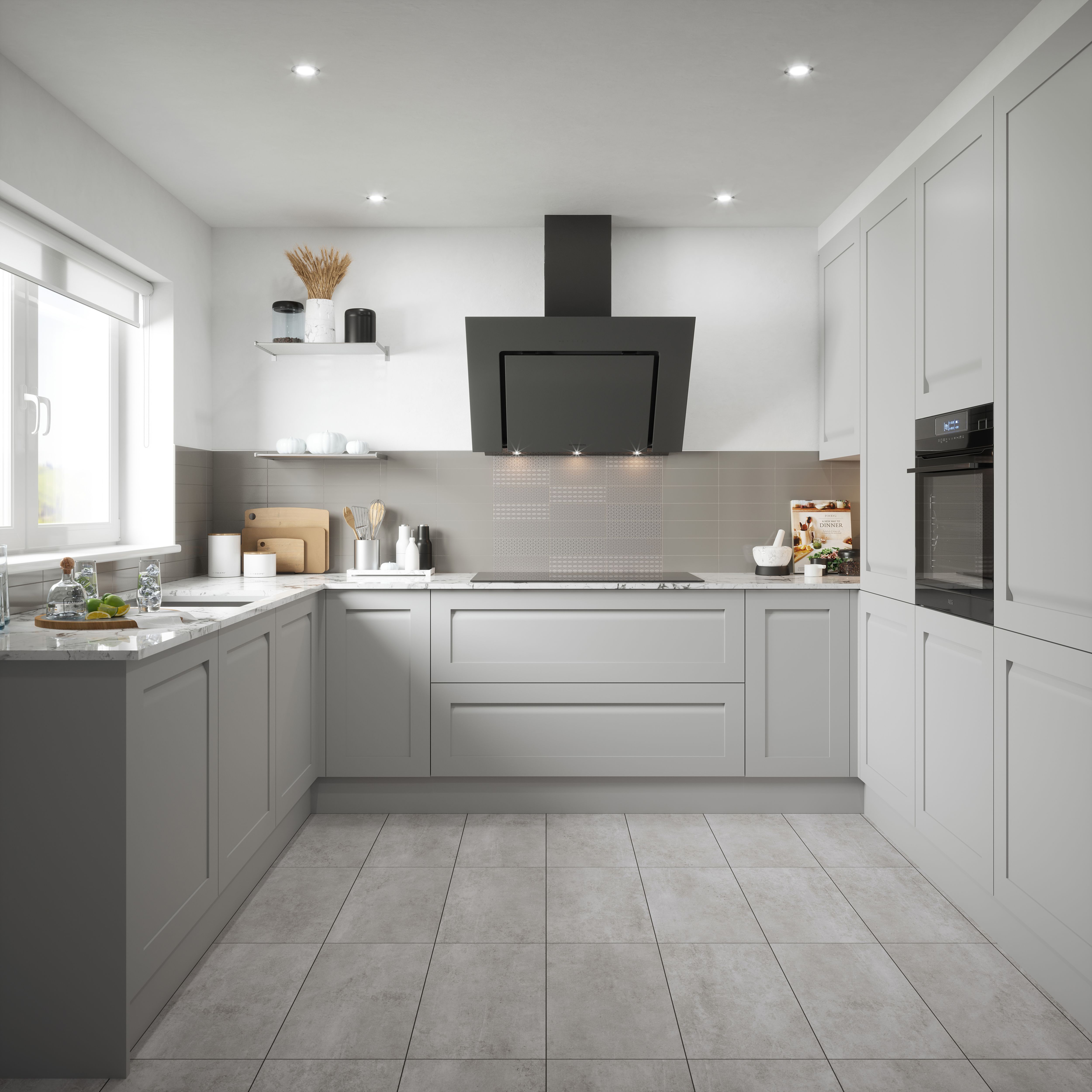 Tangier Grey Gloss Patterned Ceramic Wall Tile, Pack of 54, (L)245mm (W)75mm