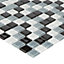 Tarente Black, grey & white Glass effect Glass Mosaic tile, (L)300mm (W)300mm