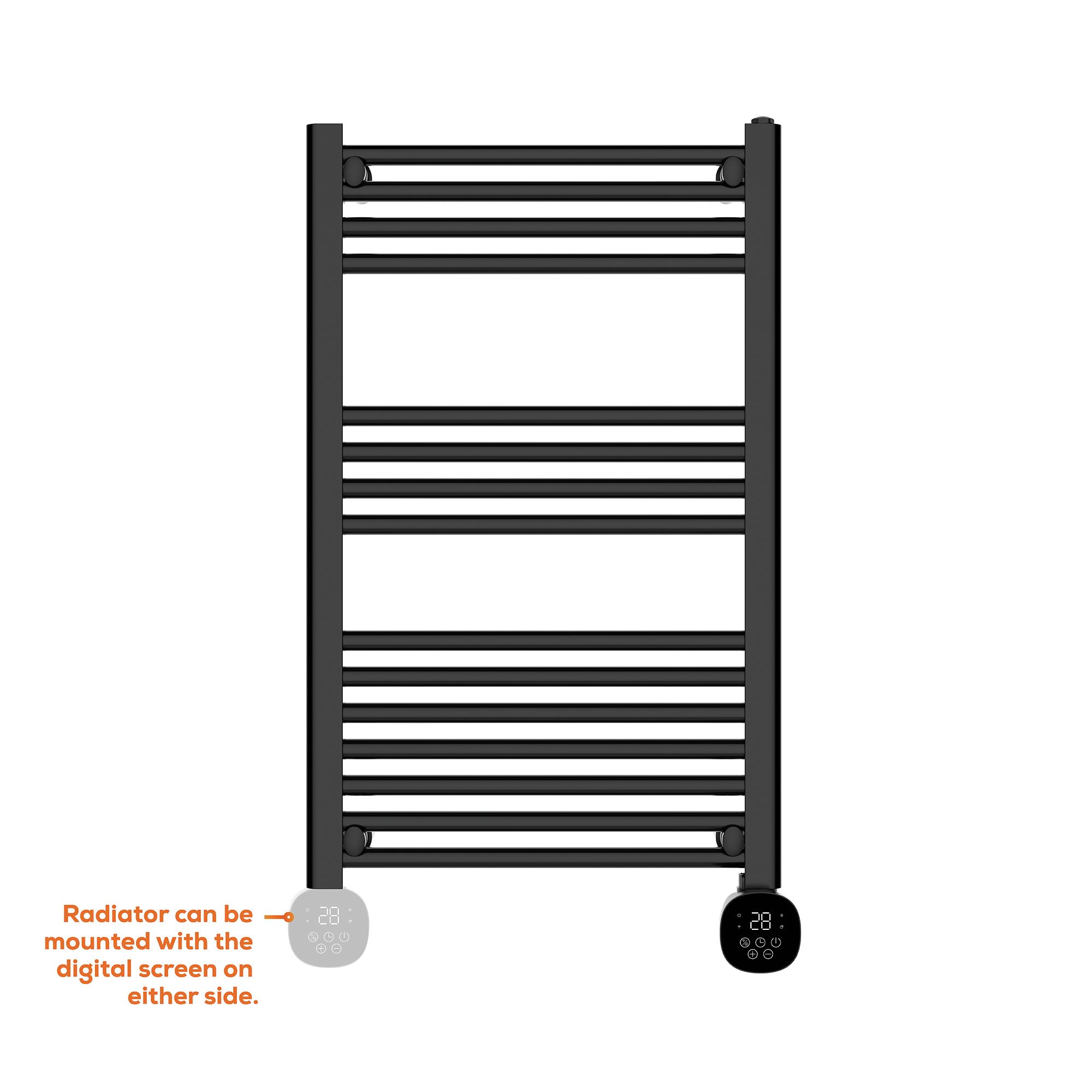 TCP Smart Black Flat Towel warmer (W)500mm x (H)850mm