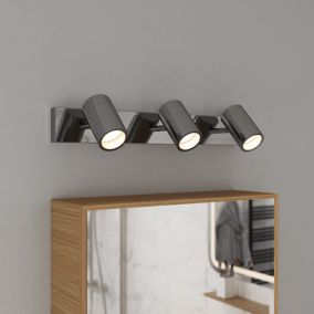 Tellot Silver Chrome effect 3 Light Bathroom Wall light