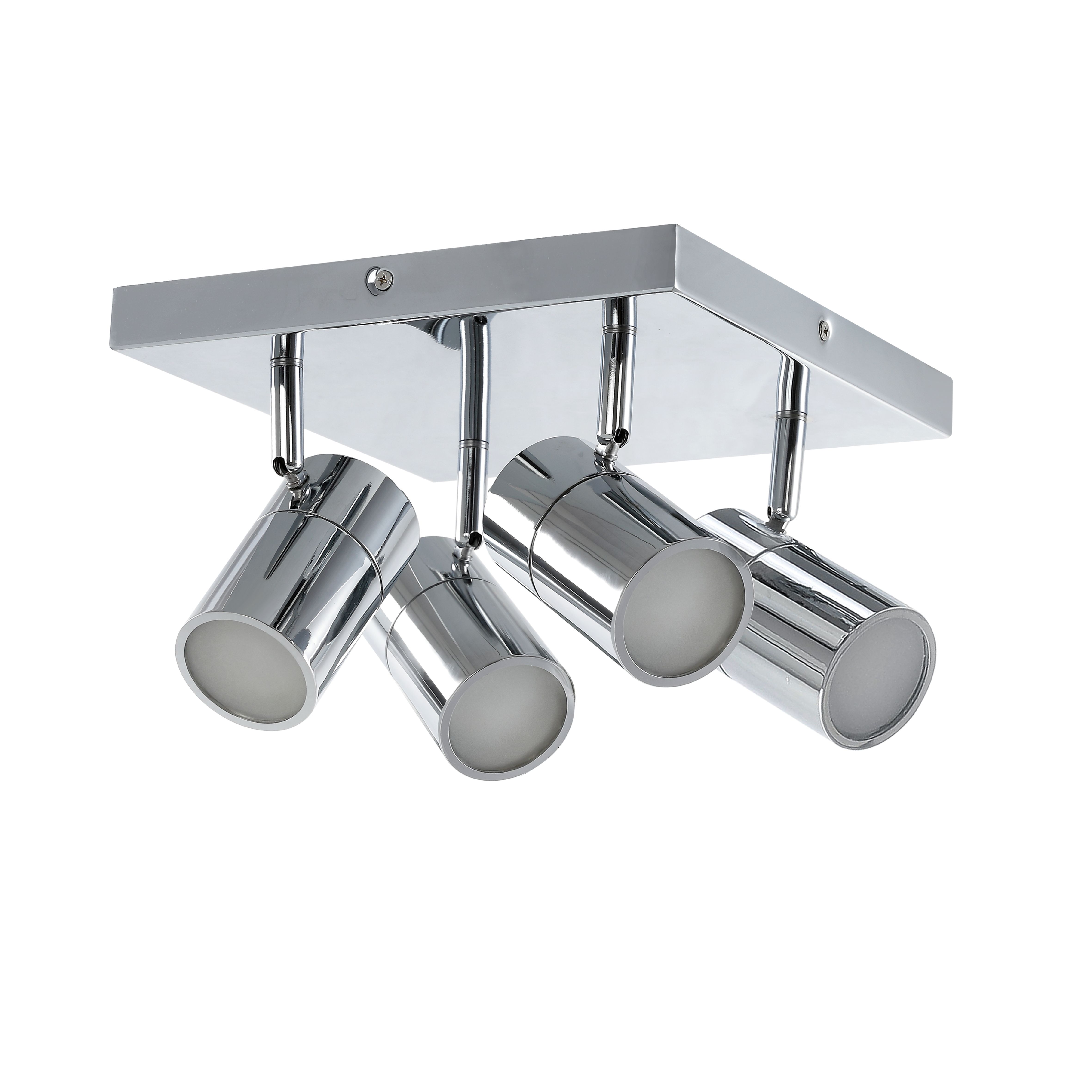 Tellot Silver Chrome effect 4 Light Bathroom Spotlight plate
