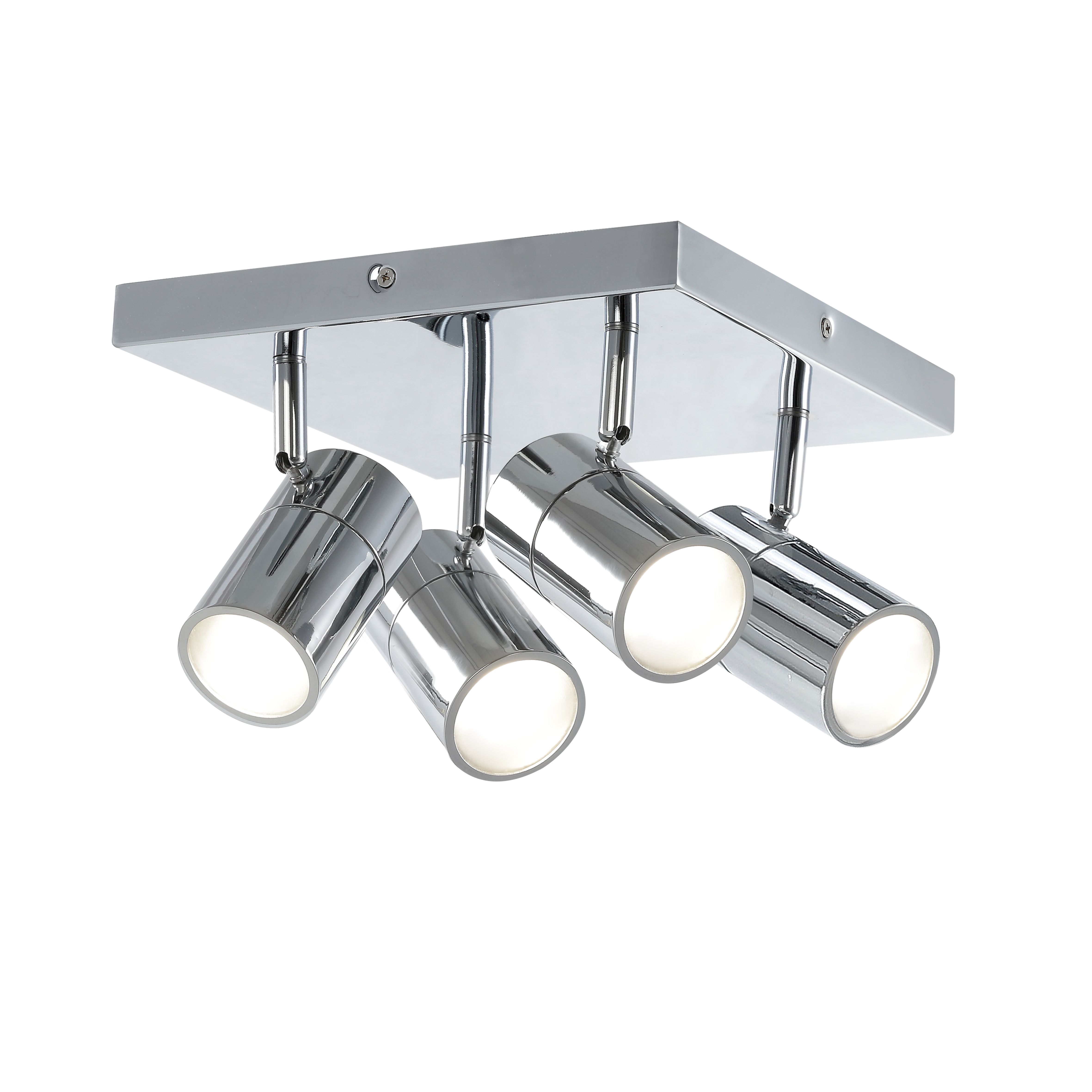 Tellot Silver Chrome effect 4 Light Bathroom Spotlight plate