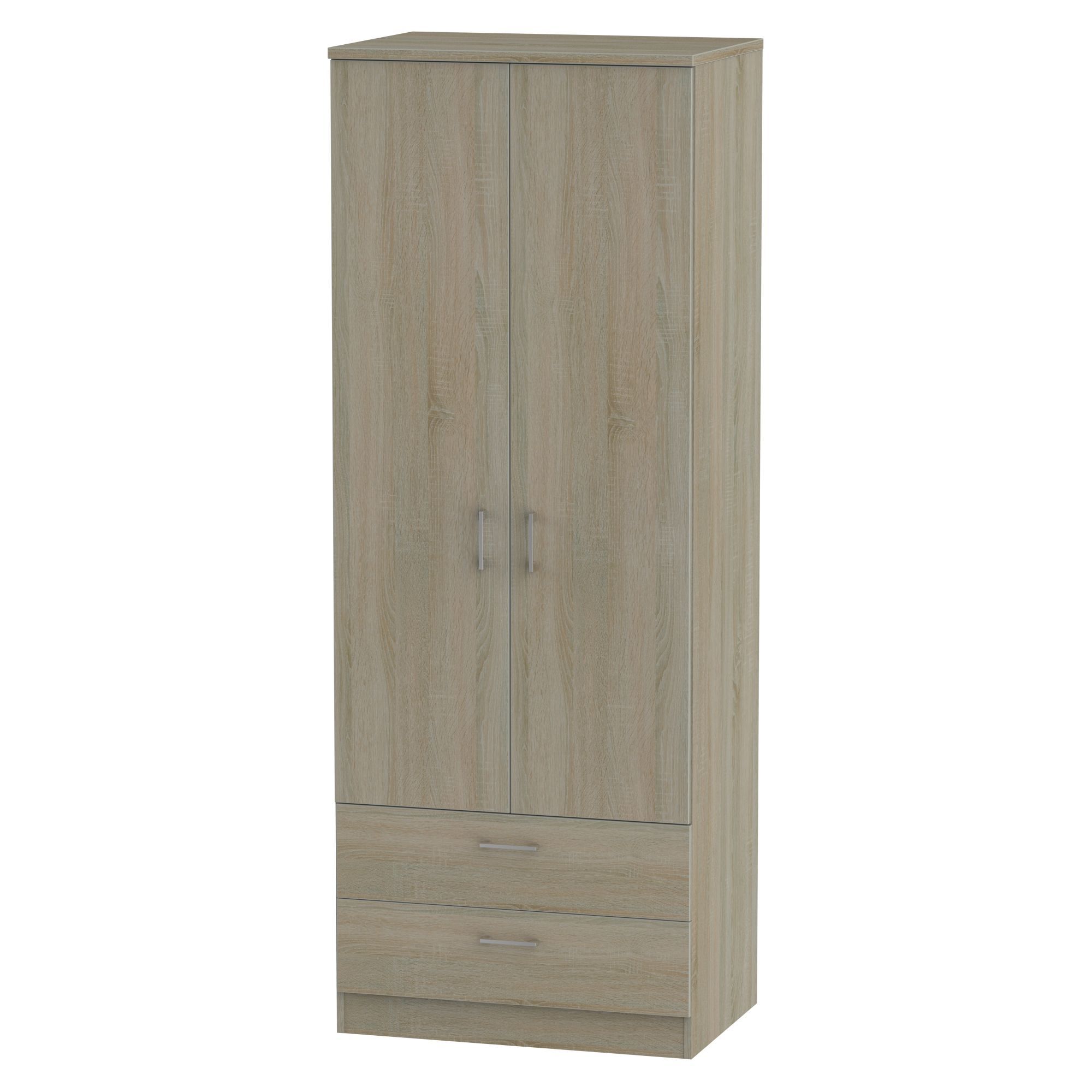 Tenby Contemporary Dark oak effect 2 Drawer Tall Double Wardrobe (H)1970mm (W)740mm (D)530mm