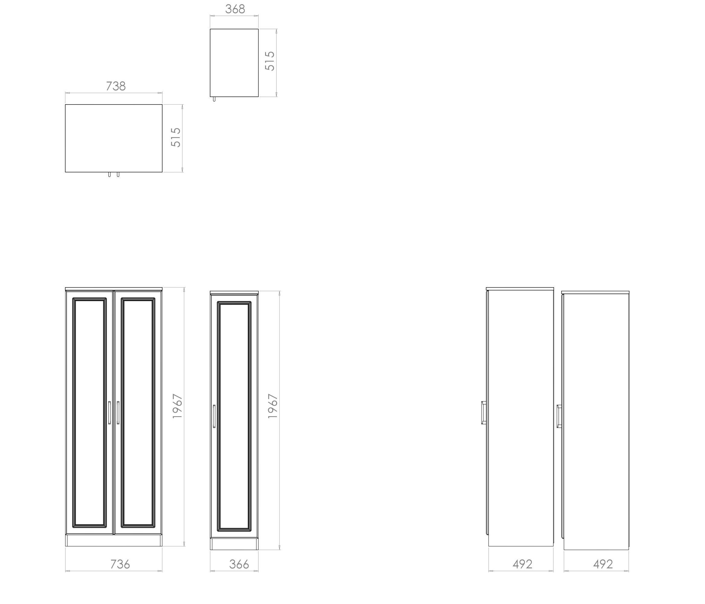 Tenby Contemporary Dark oak effect Tall Triple Wardrobe (H)1970mm (W)1110mm (D)530mm