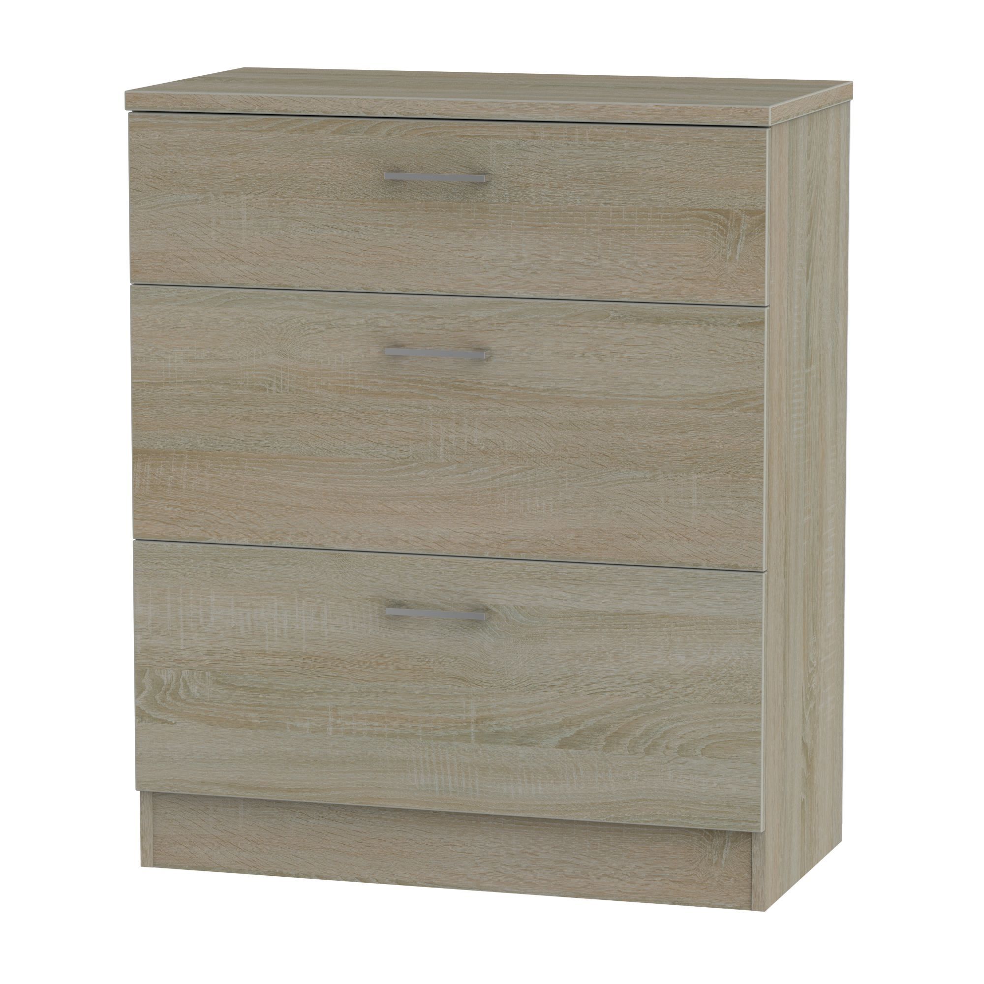 Tenby Matt dark oak effect 3 Drawer Deep Chest of drawers (H)885mm (W)765mm (D)415mm
