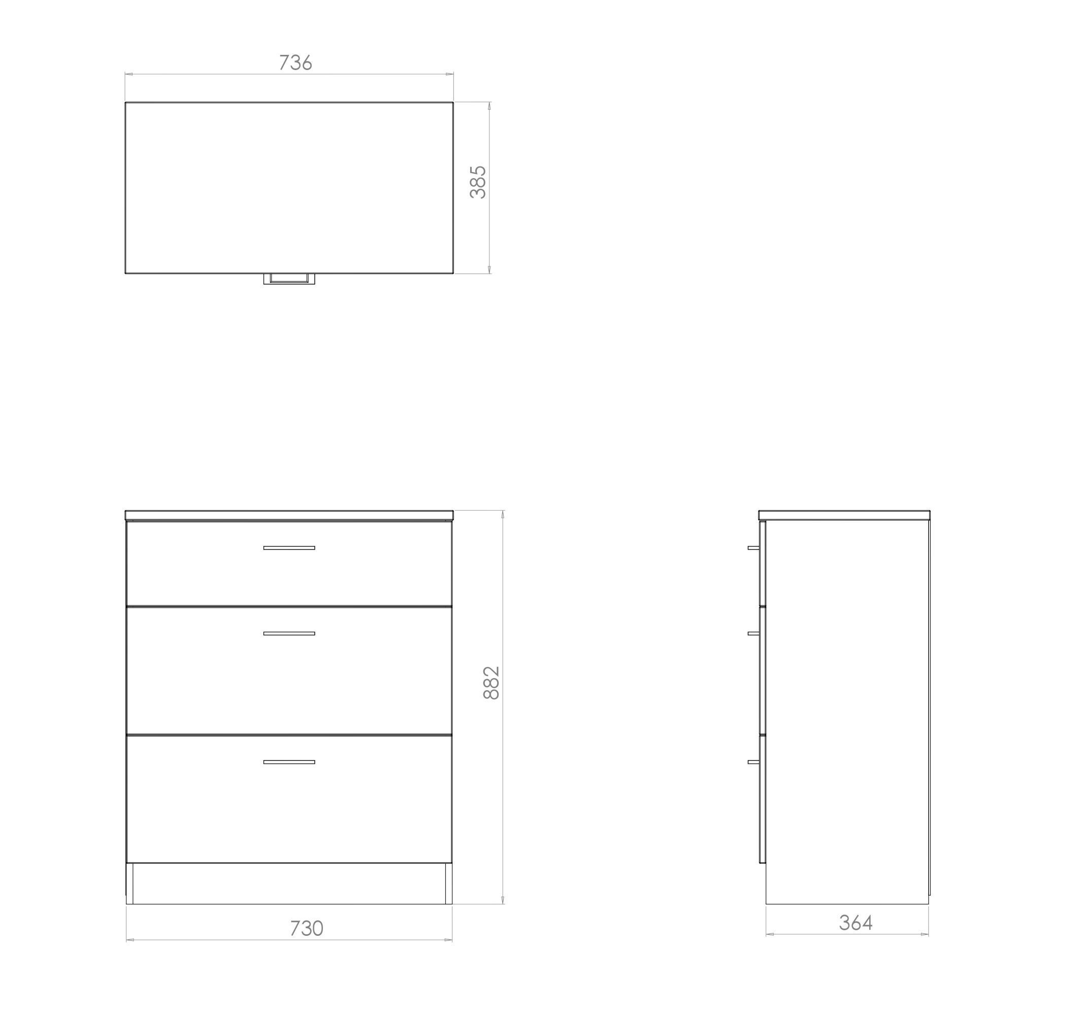 Tenby Matt dark oak effect 3 Drawer Deep Chest of drawers (H)885mm (W)765mm (D)415mm