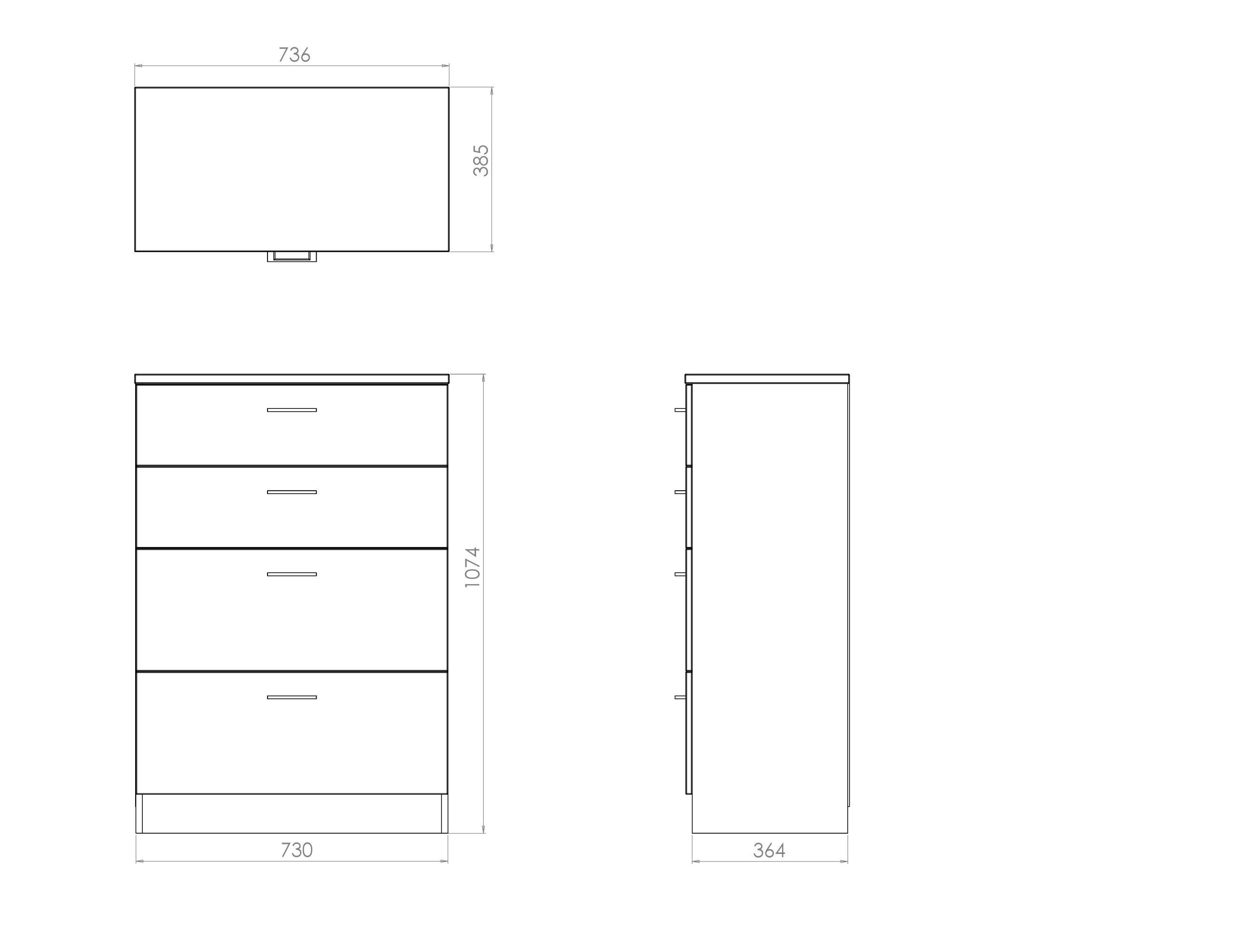 Tenby Matt dark oak effect 4 Drawer Deep Chest of drawers (H)1075mm (W)765mm (D)415mm