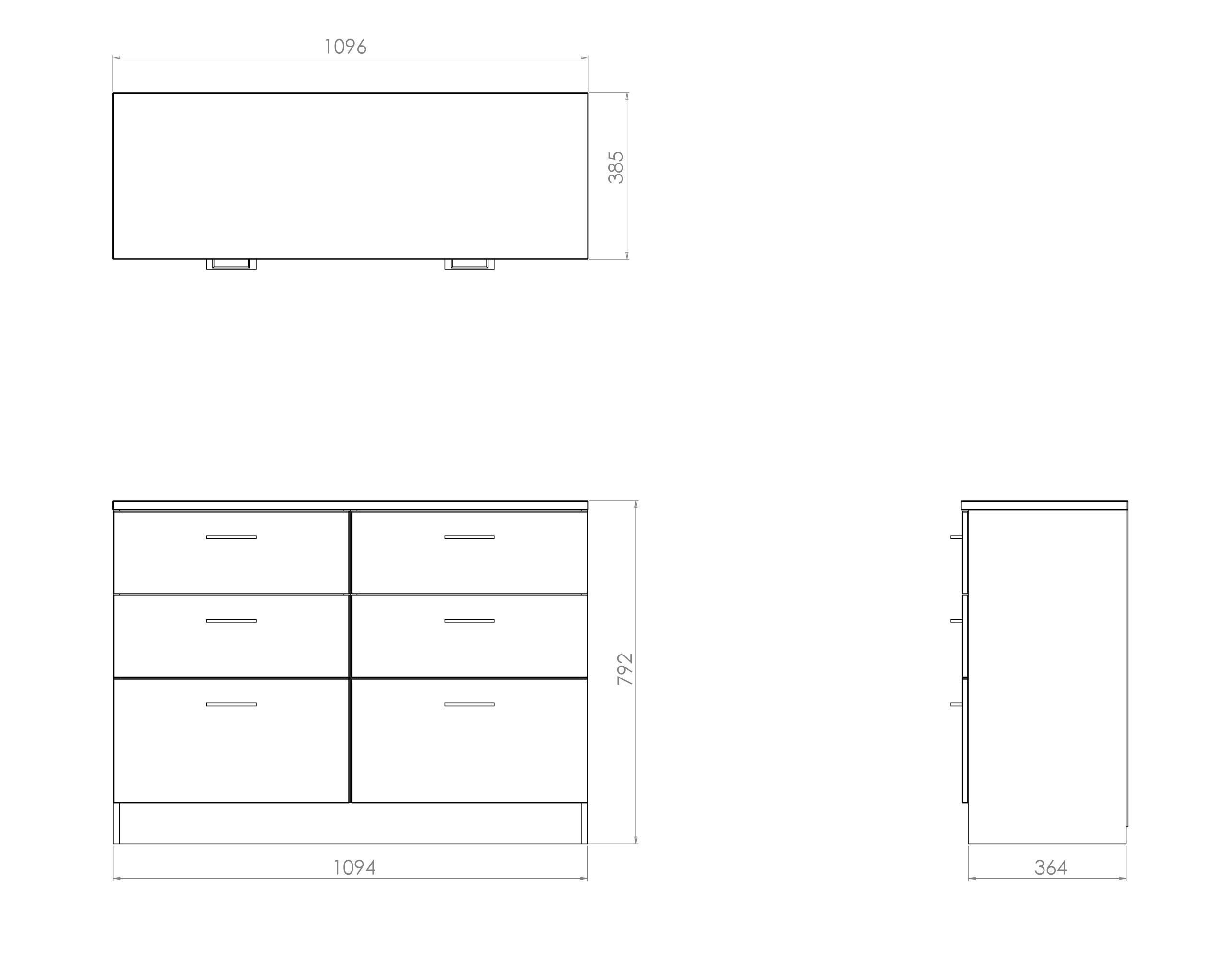 Tenby Matt dark oak effect 6 Drawer Midi Chest of drawers (H)795mm (W)1120mm (D)415mm