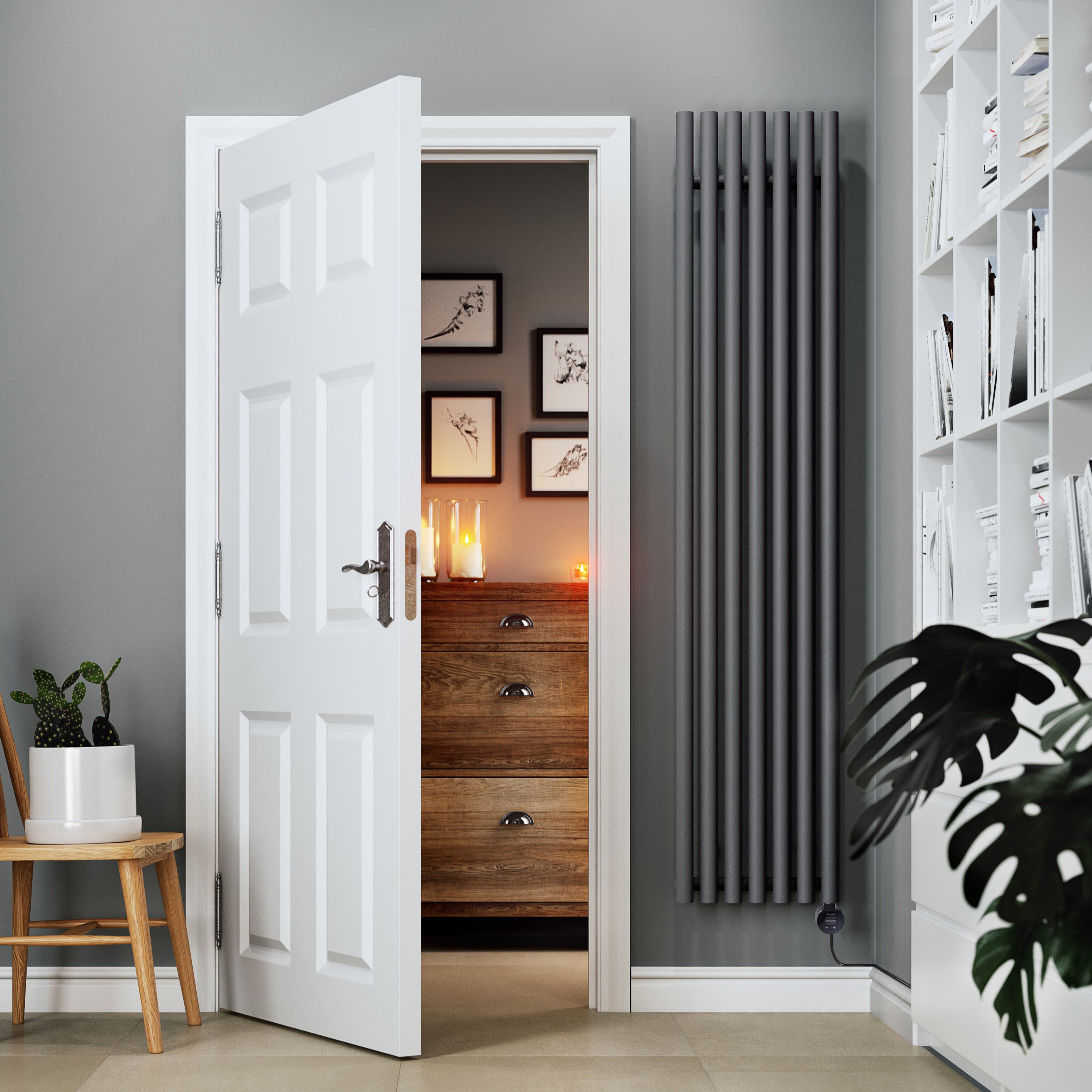 Terma 230V 0.8kW Modern Grey Smart Vertical Oil-filled radiator
