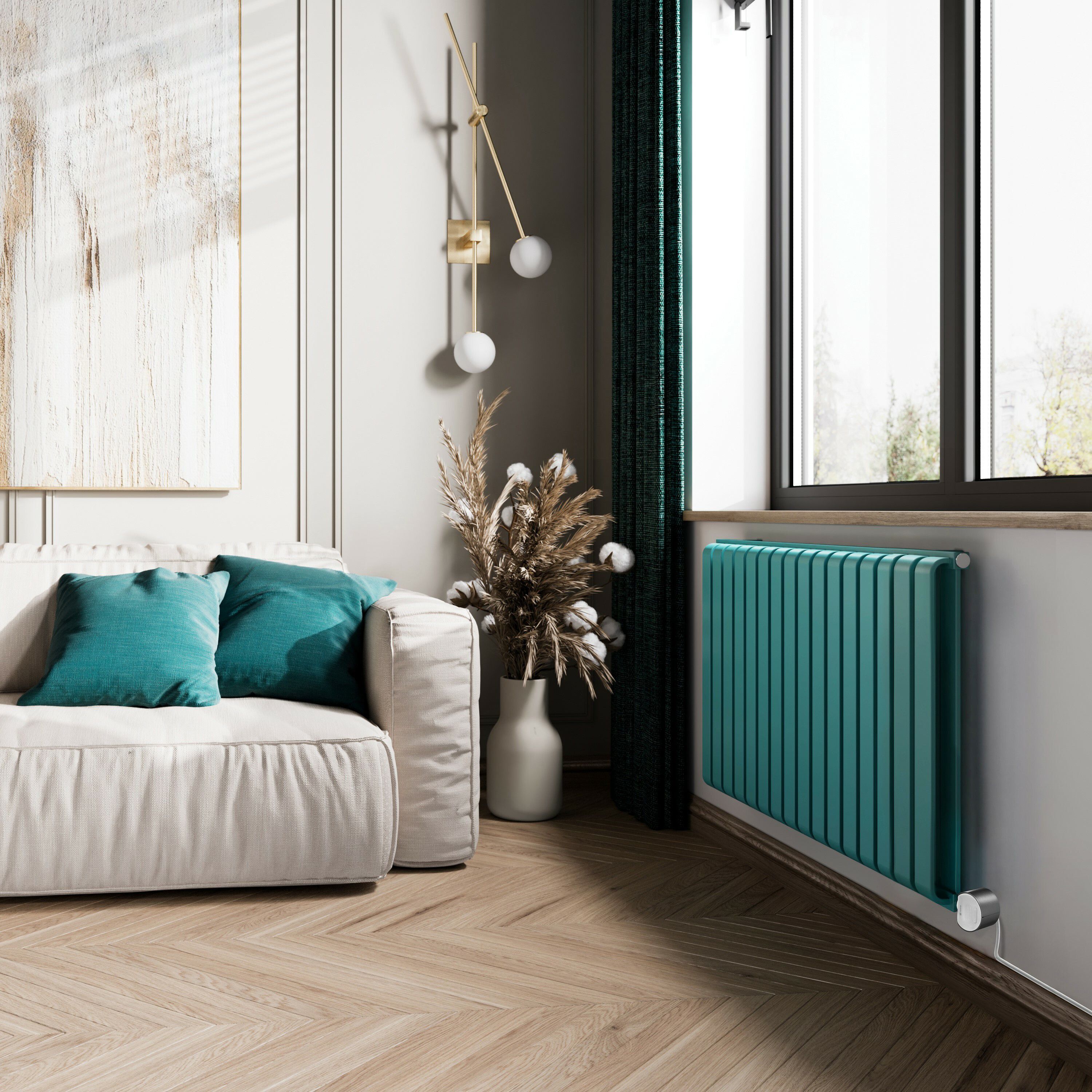 Terma 230V 1.2kW Teal Smart Horizontal Oil-filled radiator