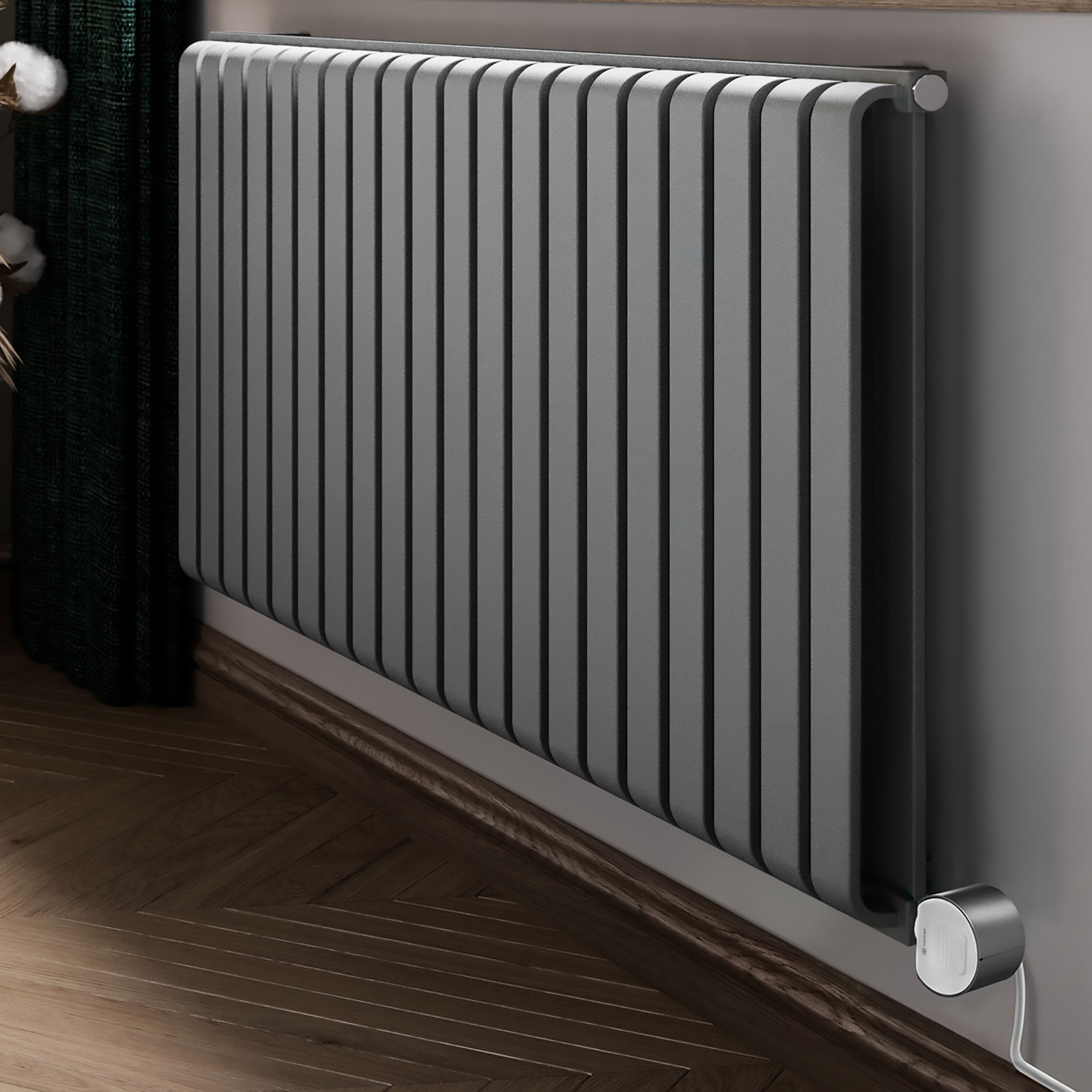 Terma 230V 1.5kW Salt n Pepper Smart Horizontal Oil-filled radiator (H ...