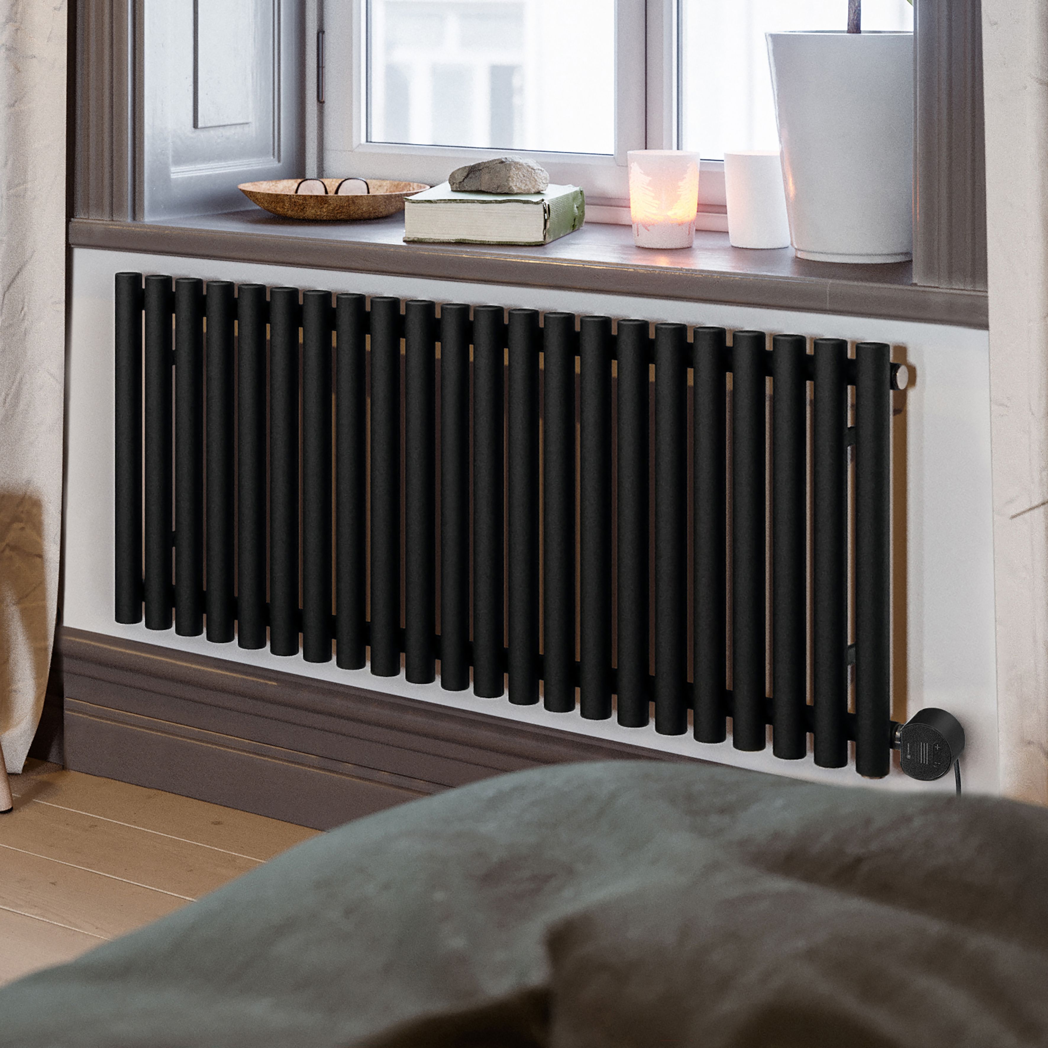 Terma 230V 1kW Heban Black Smart Horizontal Oil-filled radiator