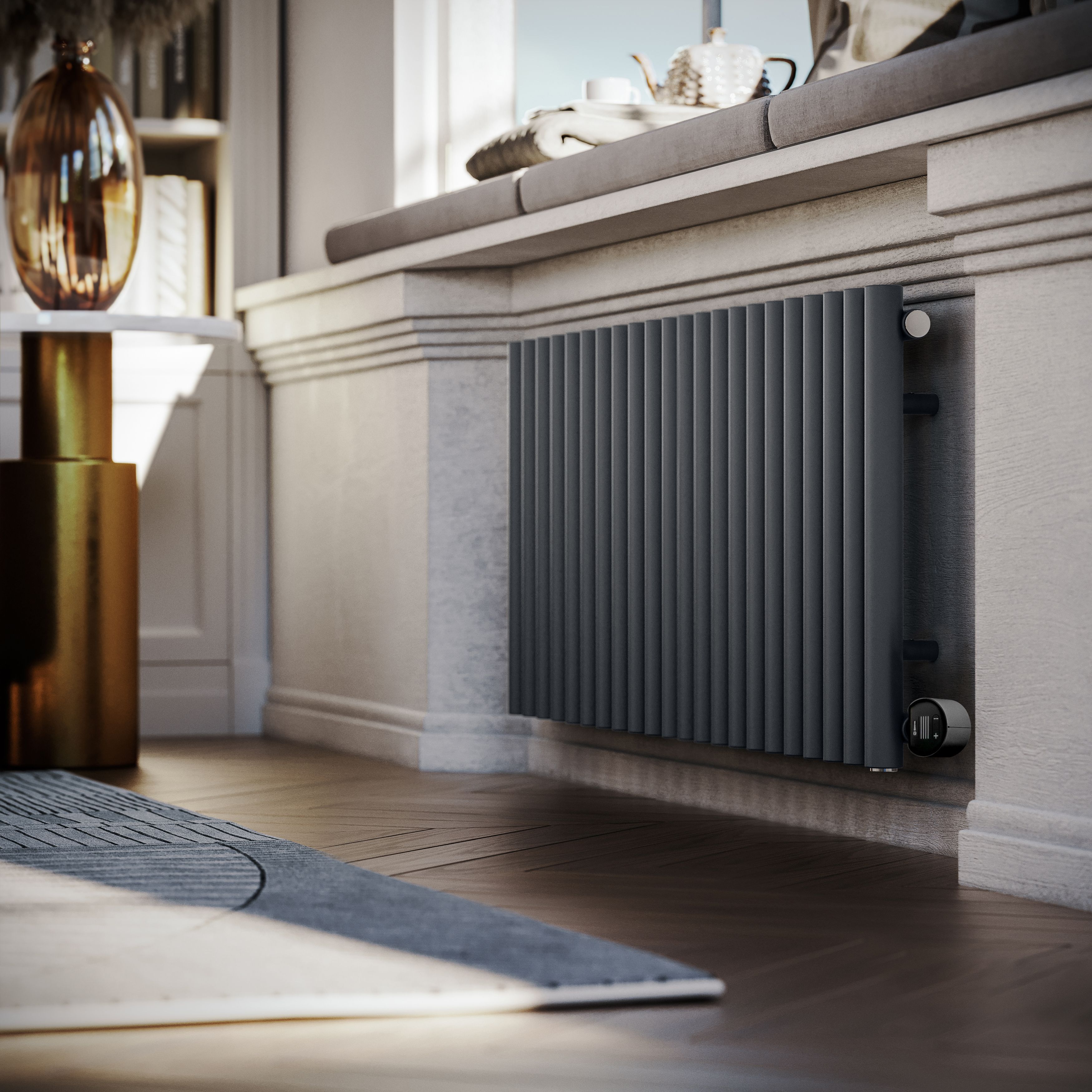 Terma 230V 1kW Modern Grey Smart Horizontal Oil-filled radiator