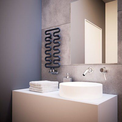 Terma Aire Modern grey Towel warmer (W)300mm x (H)621mm