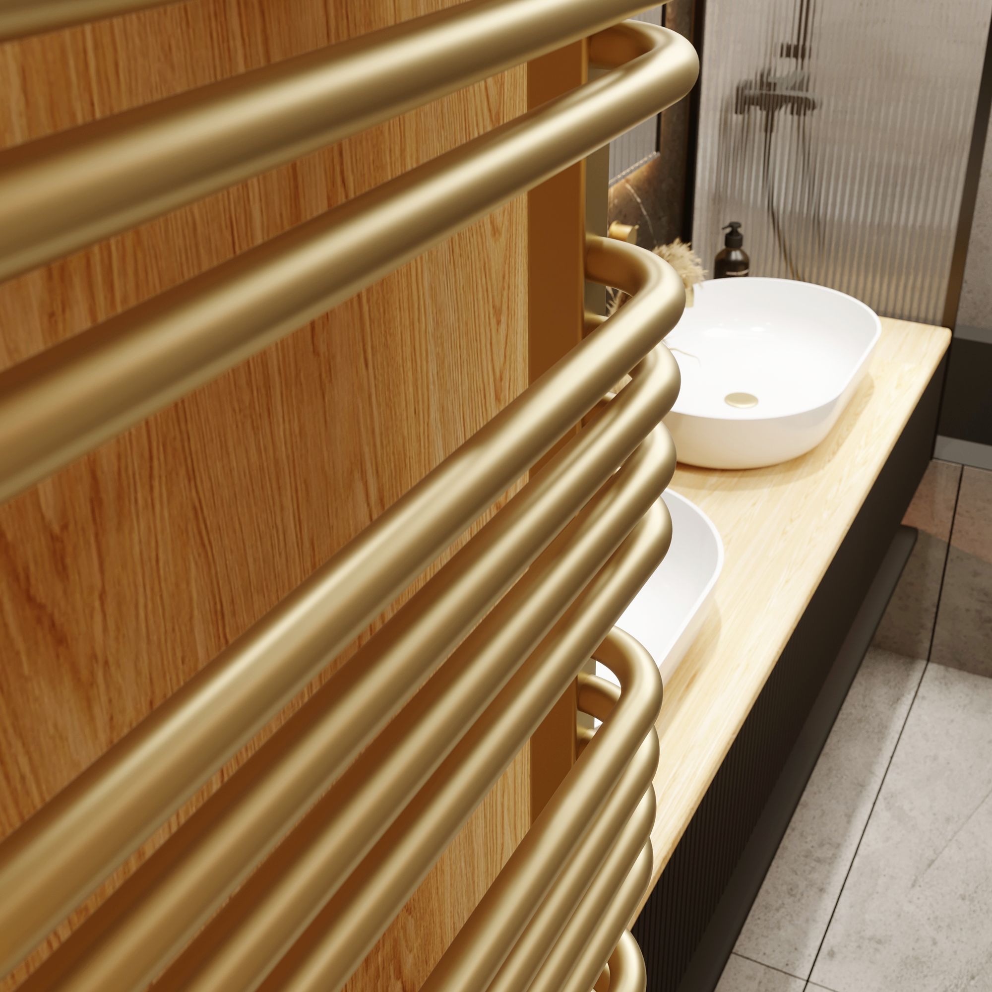 Terma Alex ONE Brass effect Flat Towel warmer (W)500mm x (H)1580mm
