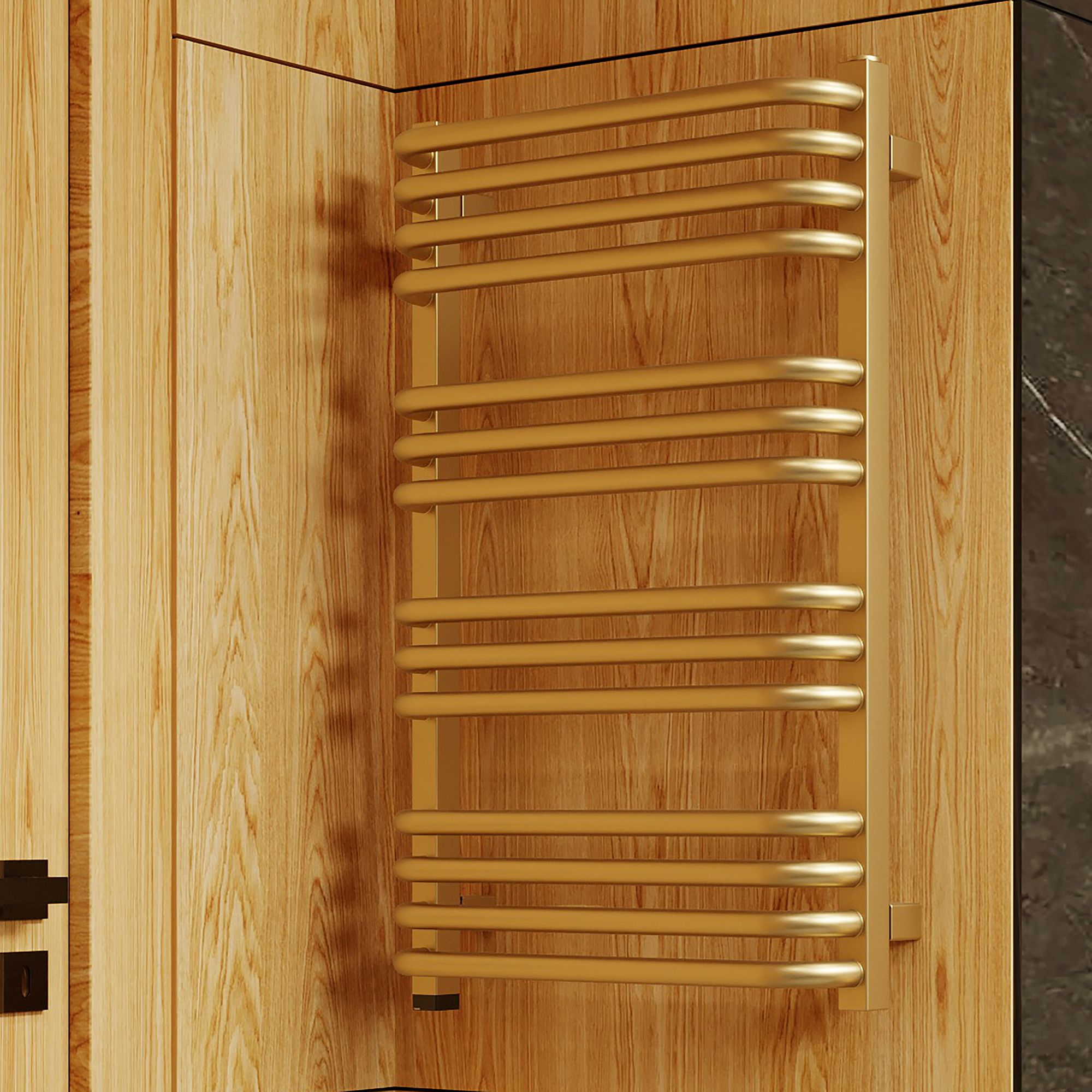 Terma Alex ONE Brass effect Flat Towel warmer (W)500mm x (H)760mm