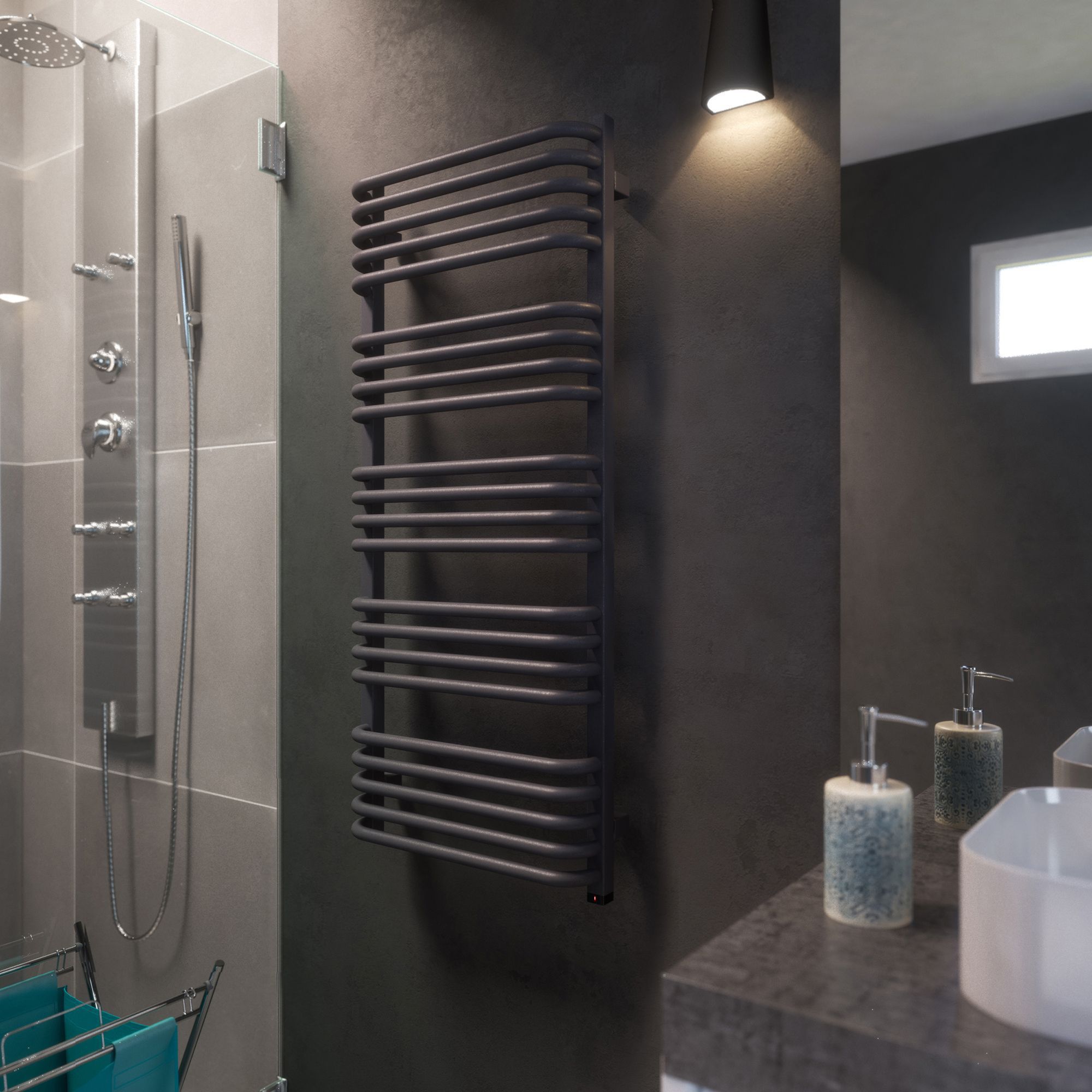 Terma Alex ONE Modern grey Towel warmer (W)500mm x (H)1140mm