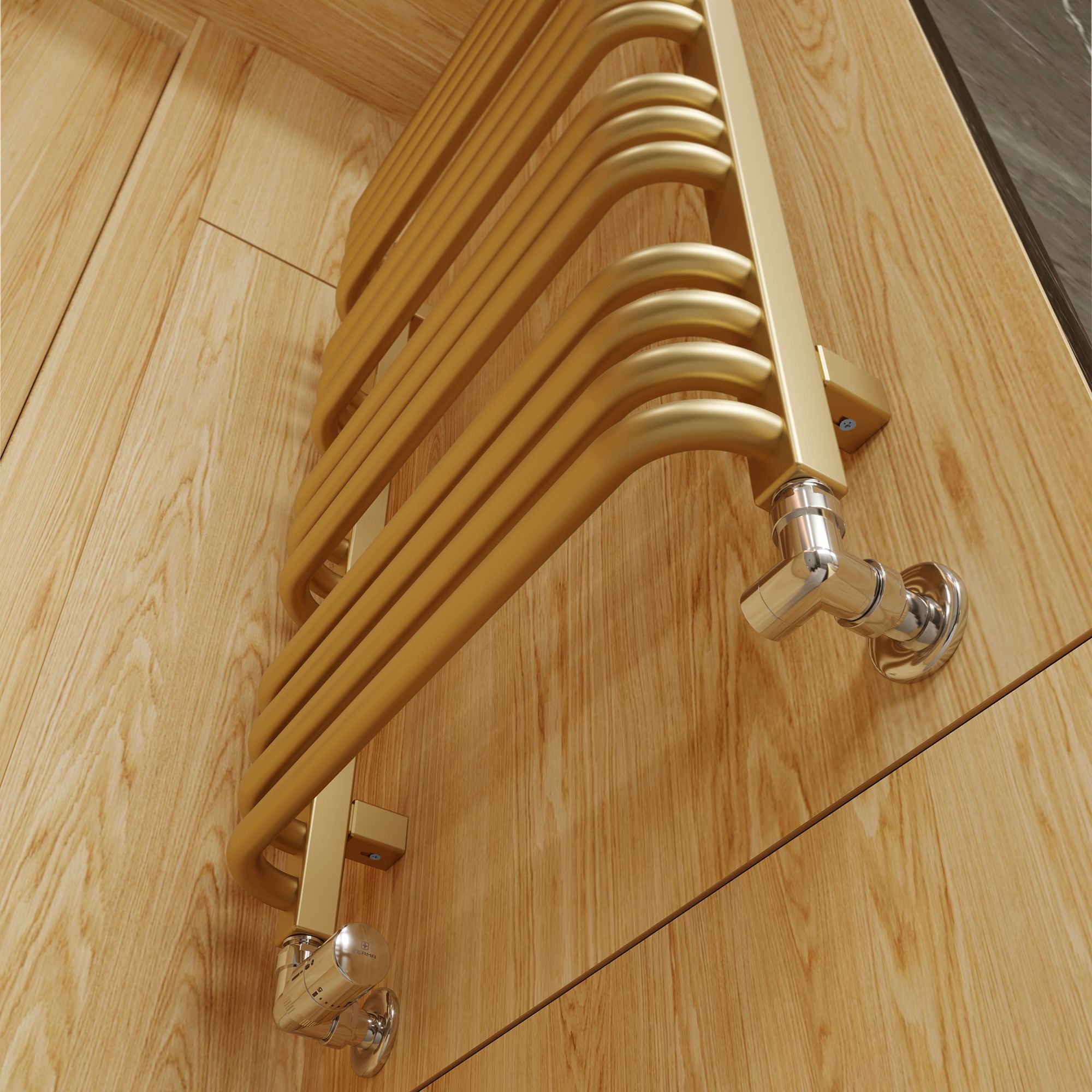 Terma Alex T-Rail Brass effect Flat Towel warmer (W)500mm x (H)760mm