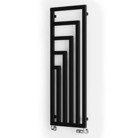 Terma Angus Satin black Vertical Designer Radiator, (W)440mm x (H)1300mm