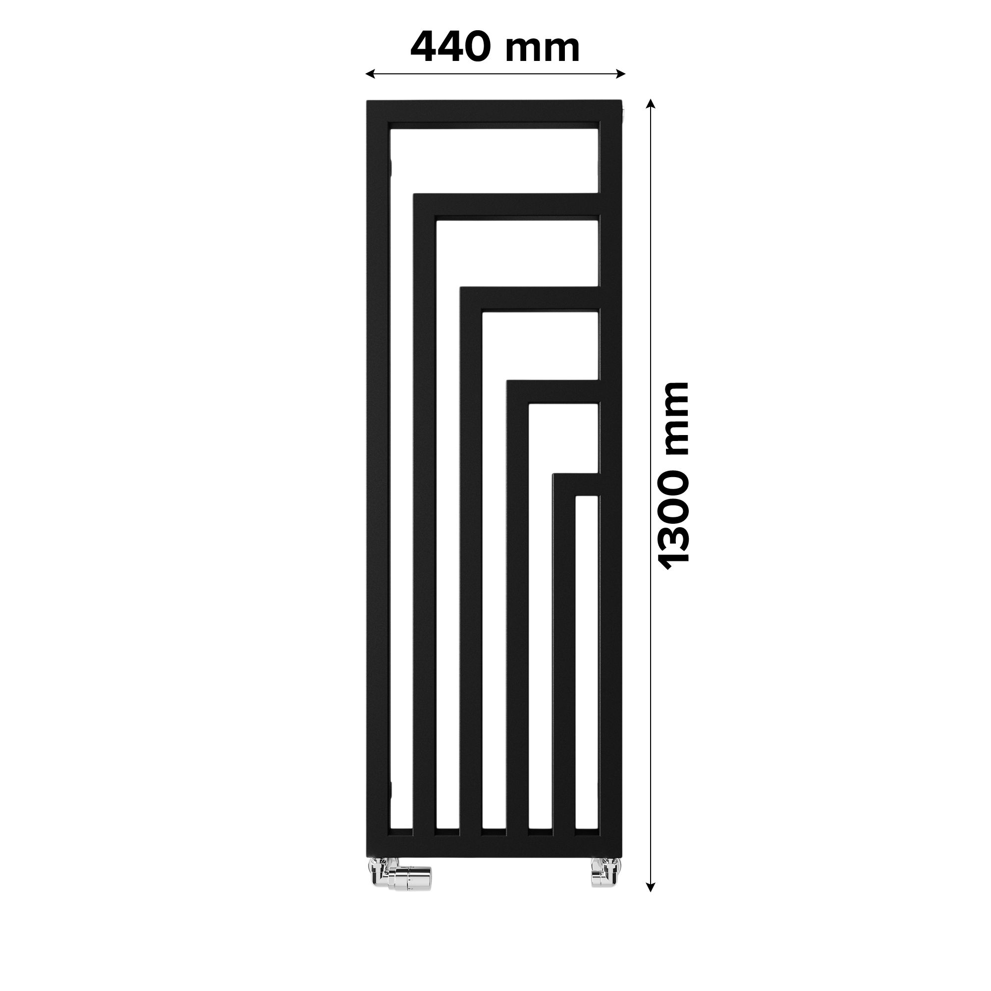 Terma Angus Satin black Vertical Designer Radiator, (W)440mm x (H)1300mm