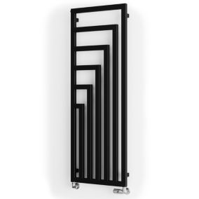 Terma Angus Satin black Vertical Designer Radiator, (W)520mm x (H)1460mm