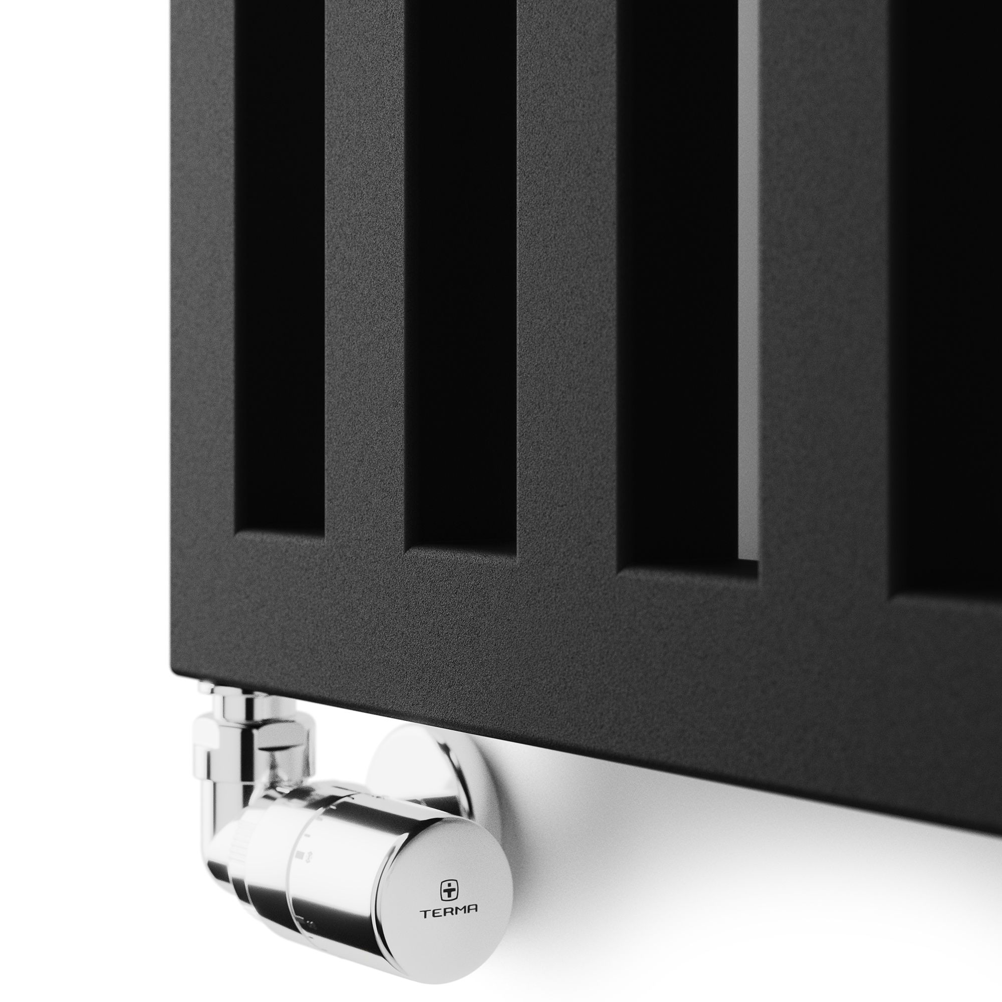Terma Angus Satin black Vertical Designer Radiator, (W)520mm x (H)1460mm
