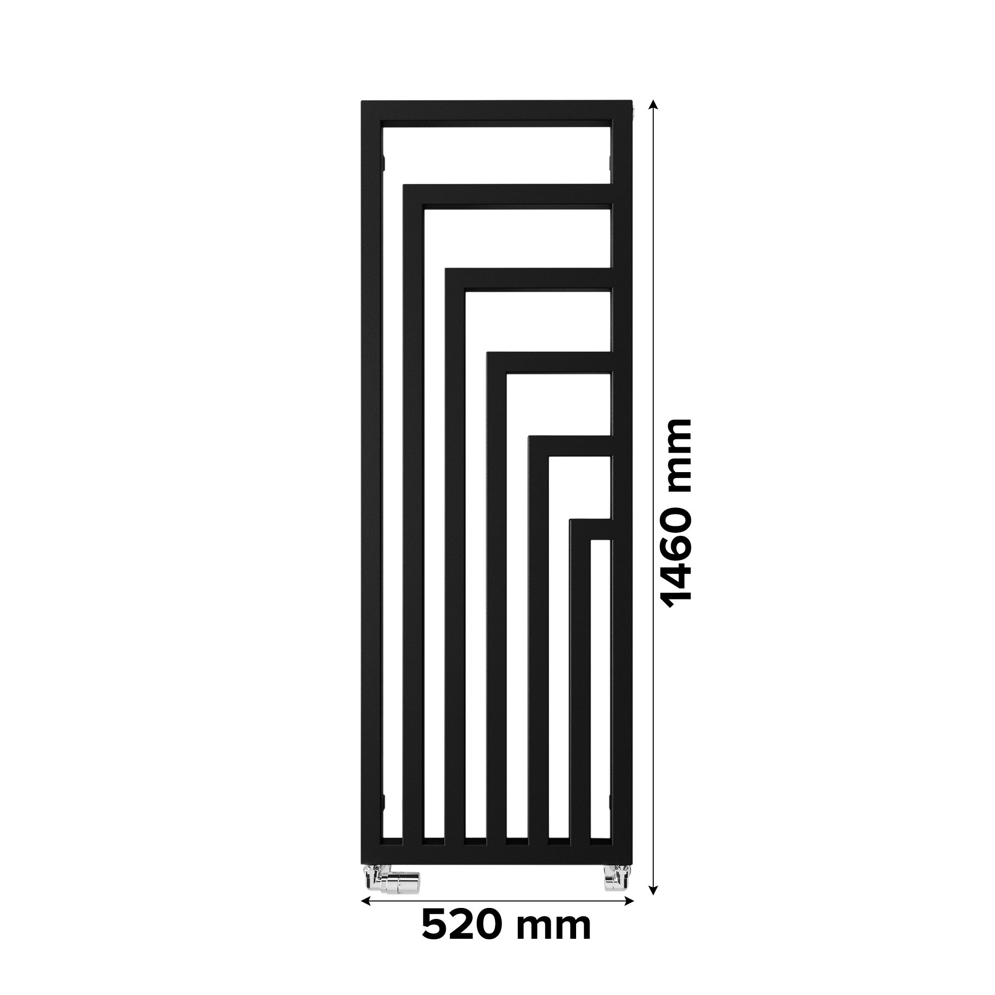 Terma Angus Satin black Vertical Designer Radiator, (W)520mm x (H)1460mm