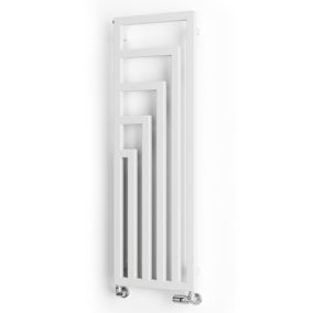 Terma Angus Satin white Vertical Designer Radiator, (W)440mm x (H)1300mm