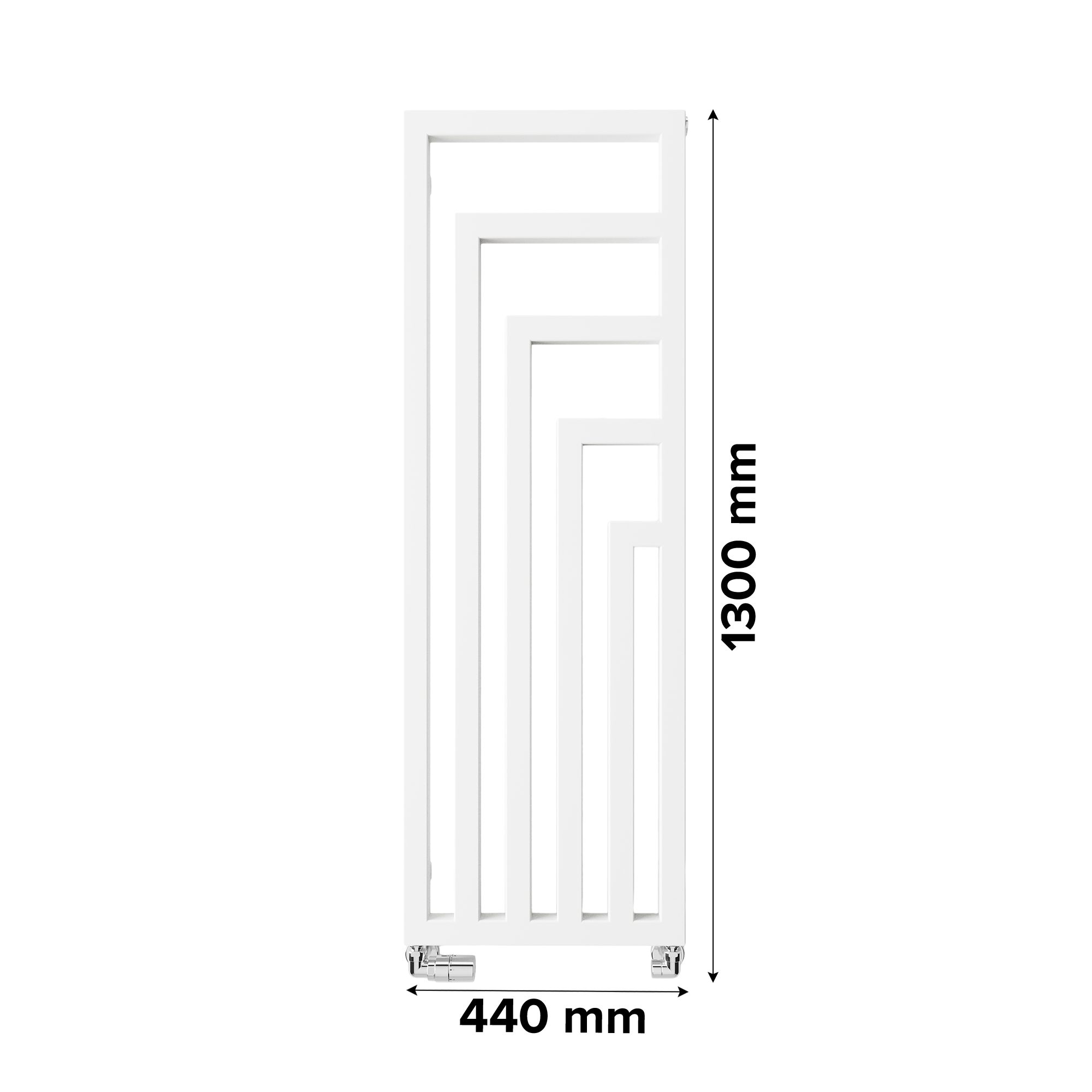 Terma Angus Satin white Vertical Designer Radiator, (W)440mm x (H)1300mm