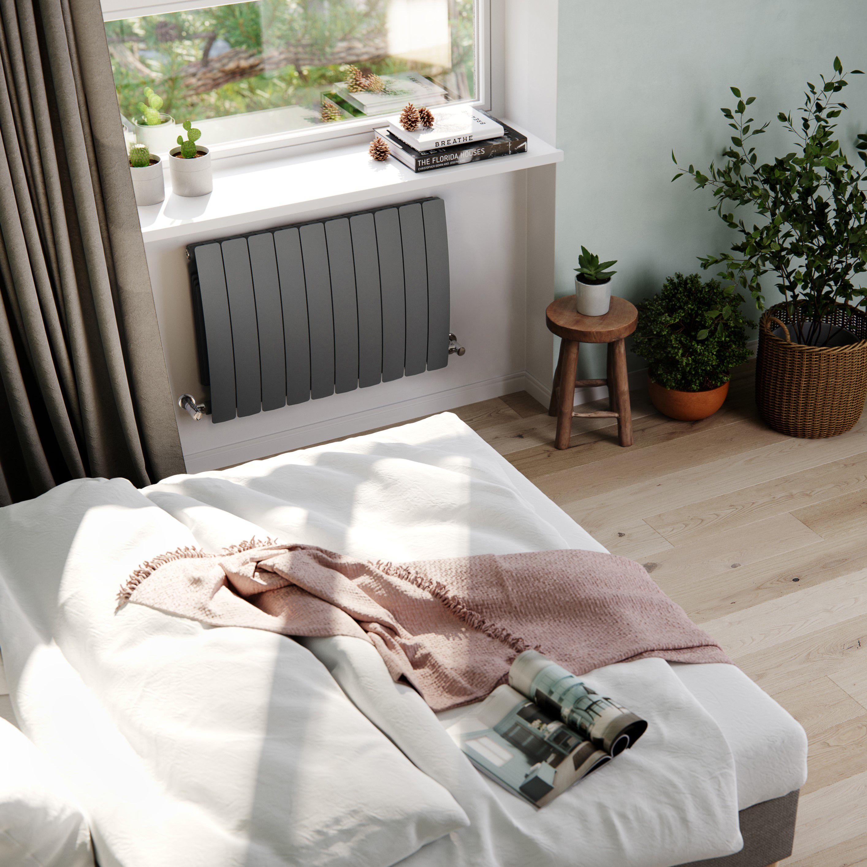 Terma Bergamo Graphite Hydronic Horizontal Designer 3842BTU Radiator, (W)800mm x (H)590mm