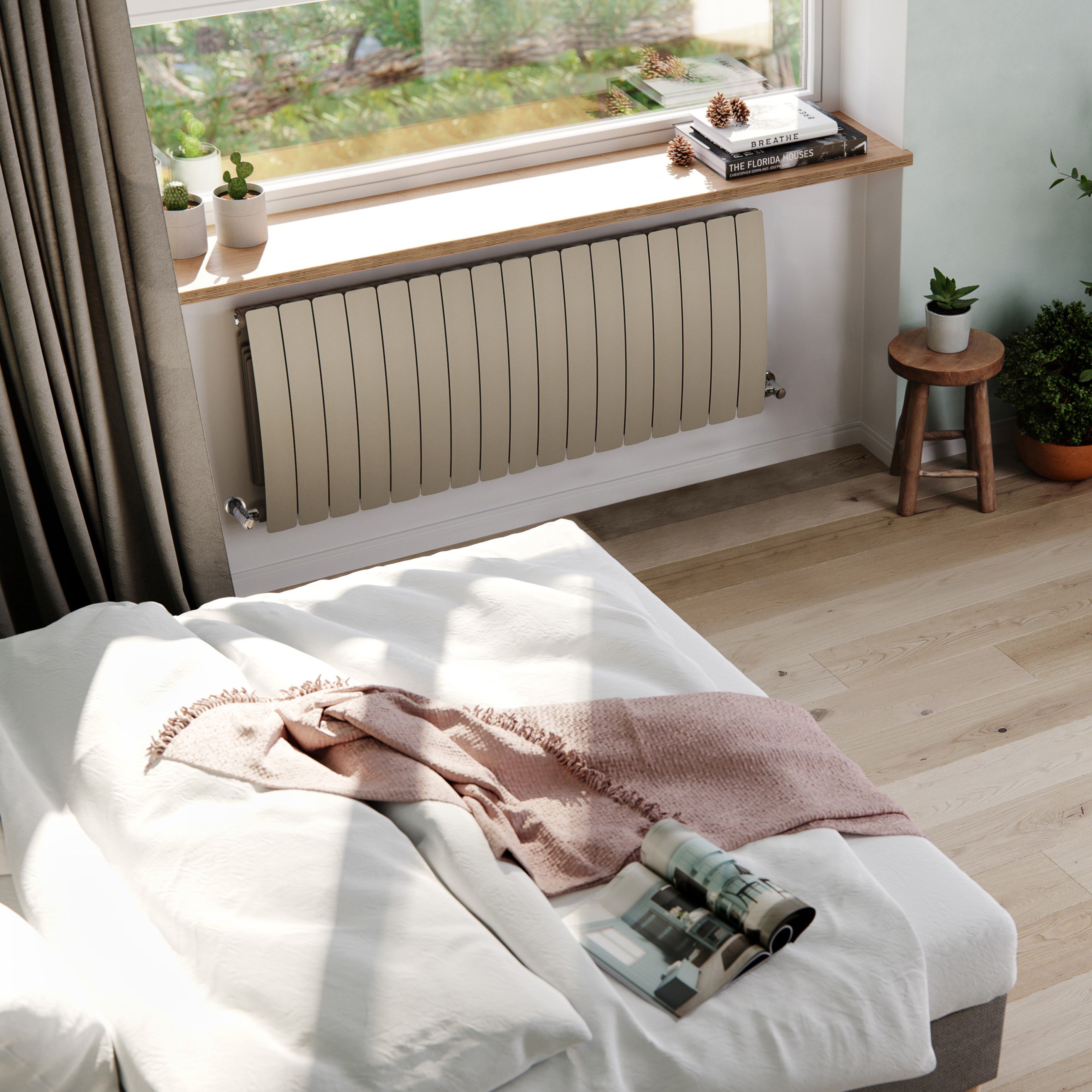 Terma Bergamo Quartz Mocha Hydronic Horizontal Designer 6530BTU Radiator, (W)1360mm x (H)590mm