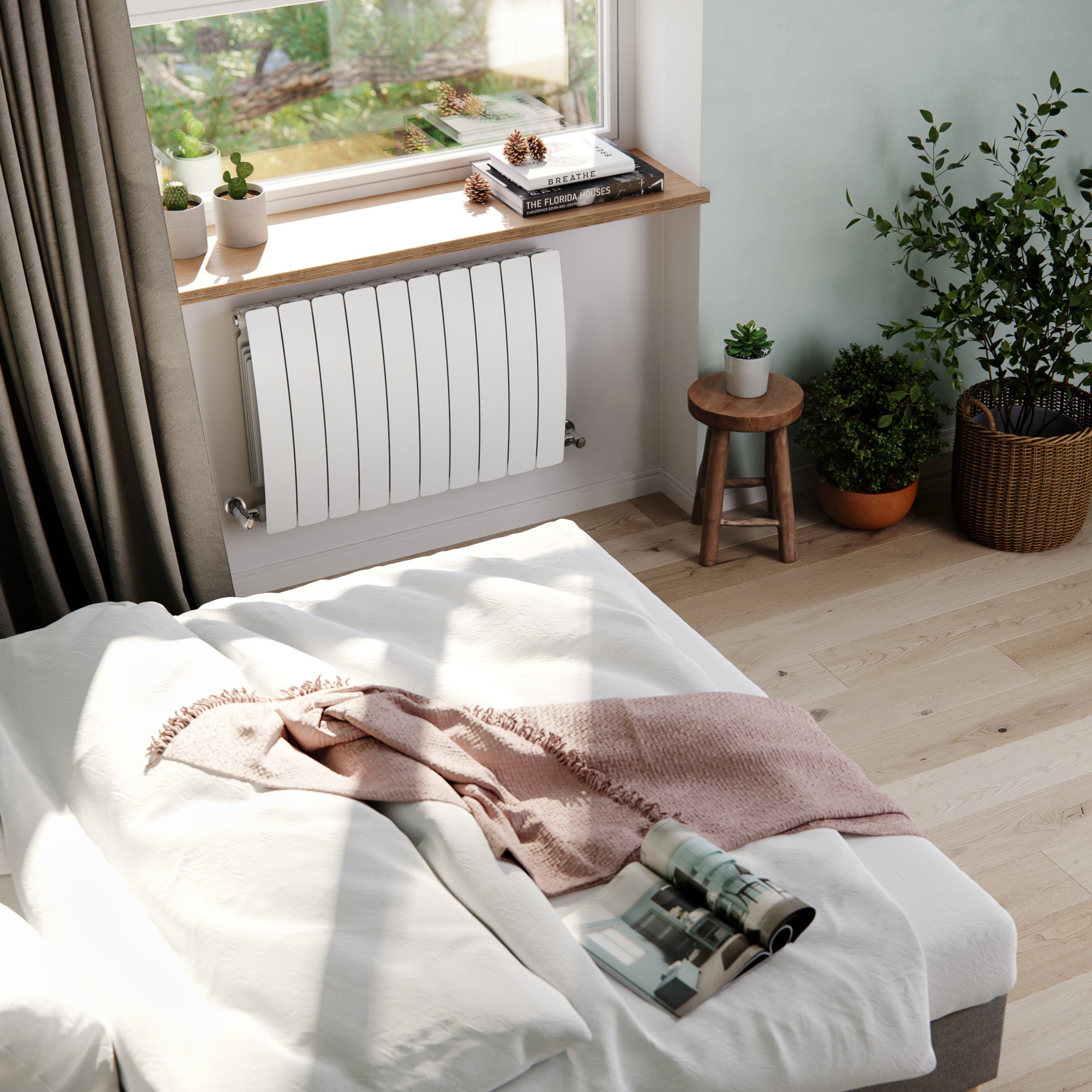Terma Bergamo White Hydronic Horizontal Designer 3842BTU Radiator, (W)800mm x (H)590mm