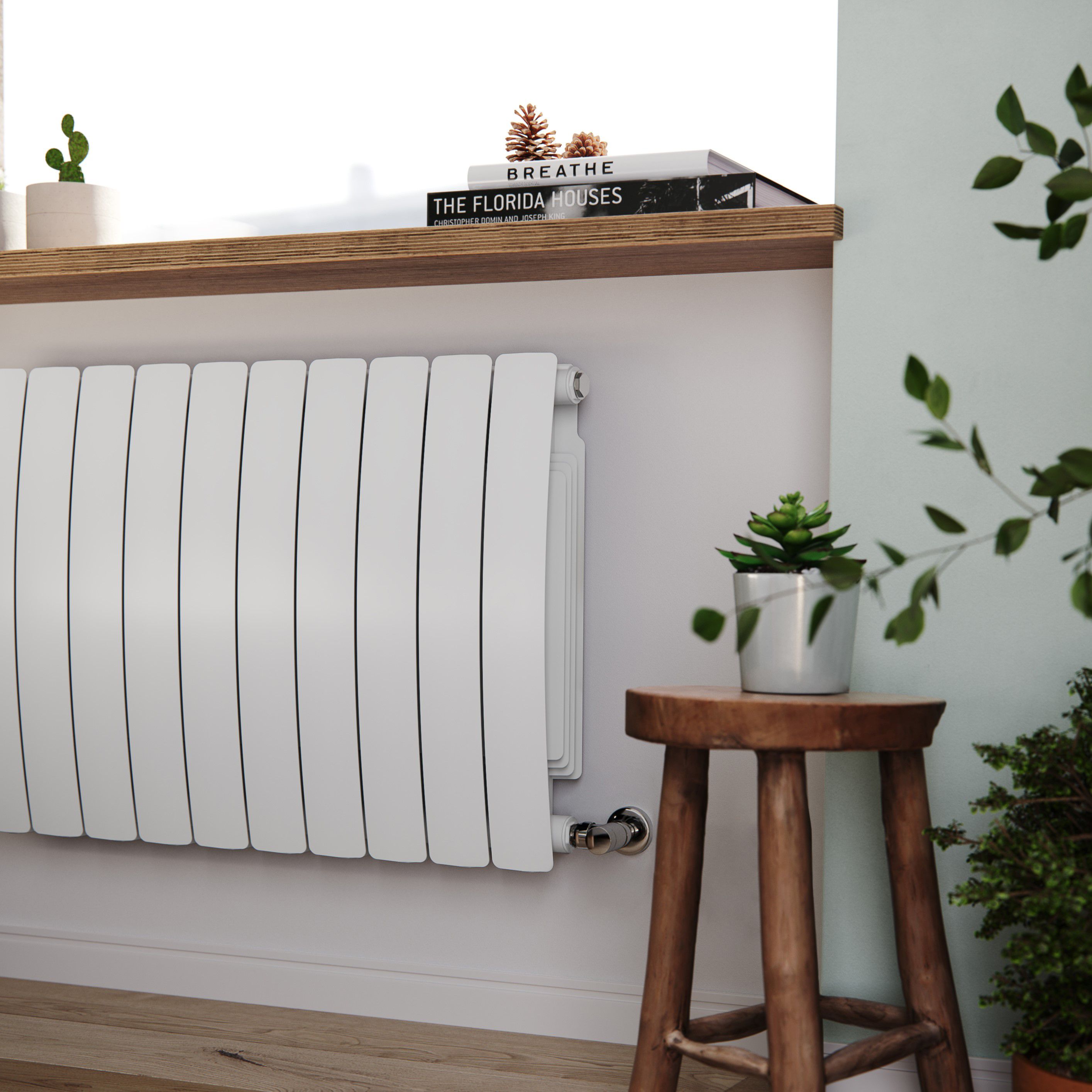 Terma Bergamo White Hydronic Horizontal Designer 4995BTU Radiator, (W)1040mm x (H)590mm