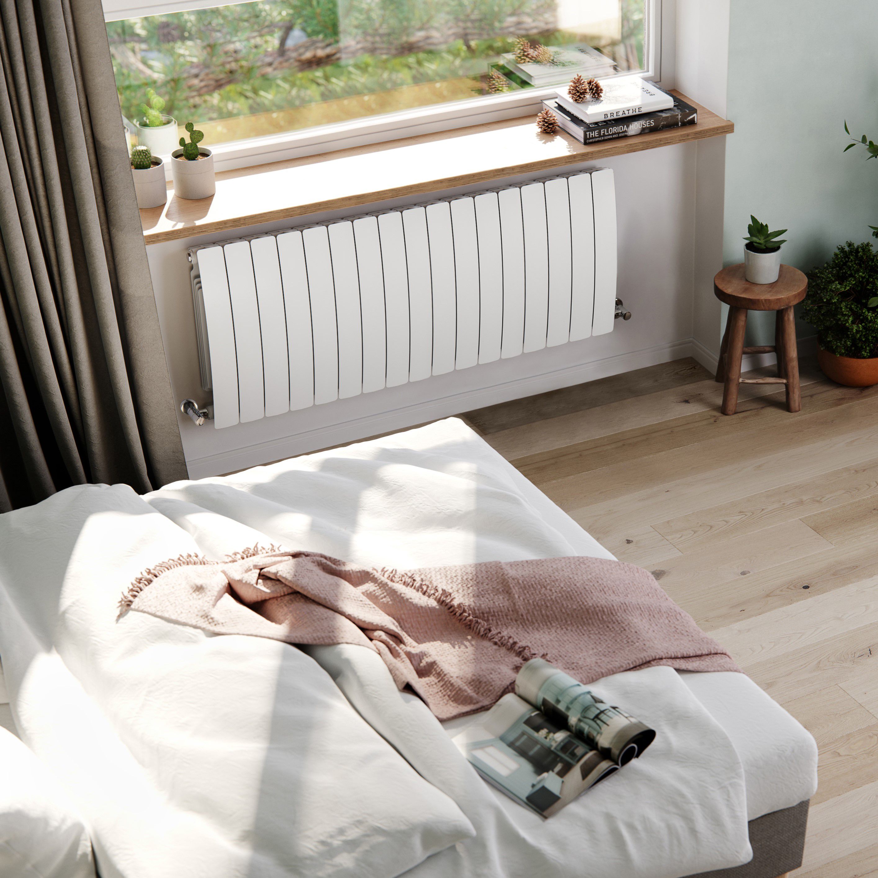 Terma Bergamo White Hydronic Horizontal Designer 6530BTU Radiator, (W)1360mm x (H)590mm