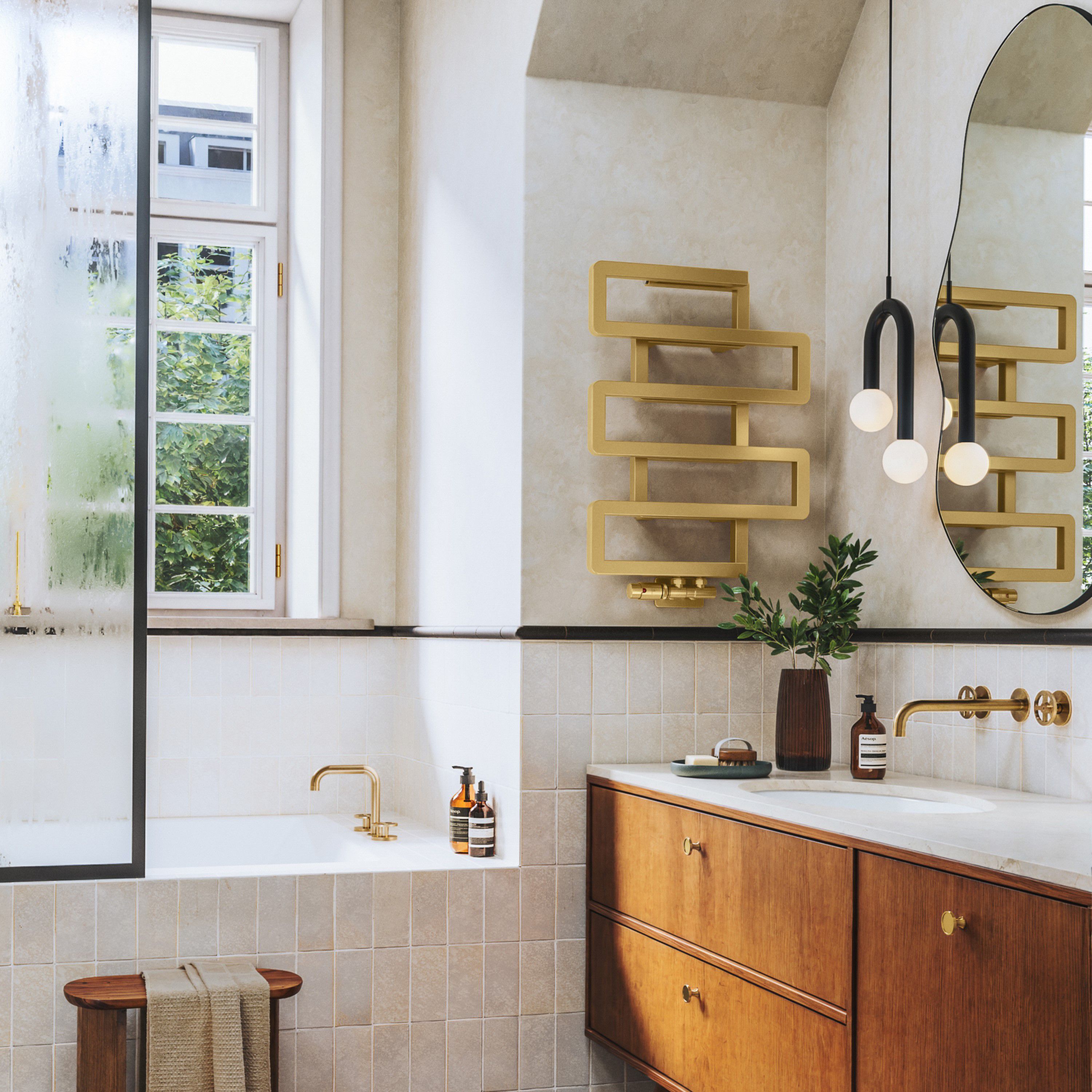 Terma Bookie Brass 1278BTU Vertical Towel radiator (W)500mm x (H)655mm