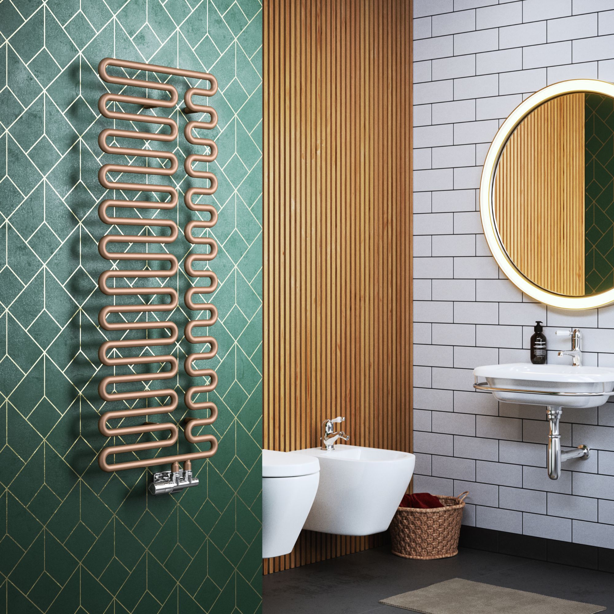Terma Copper Flat Towel warmer (W)465mm x (H)1244mm