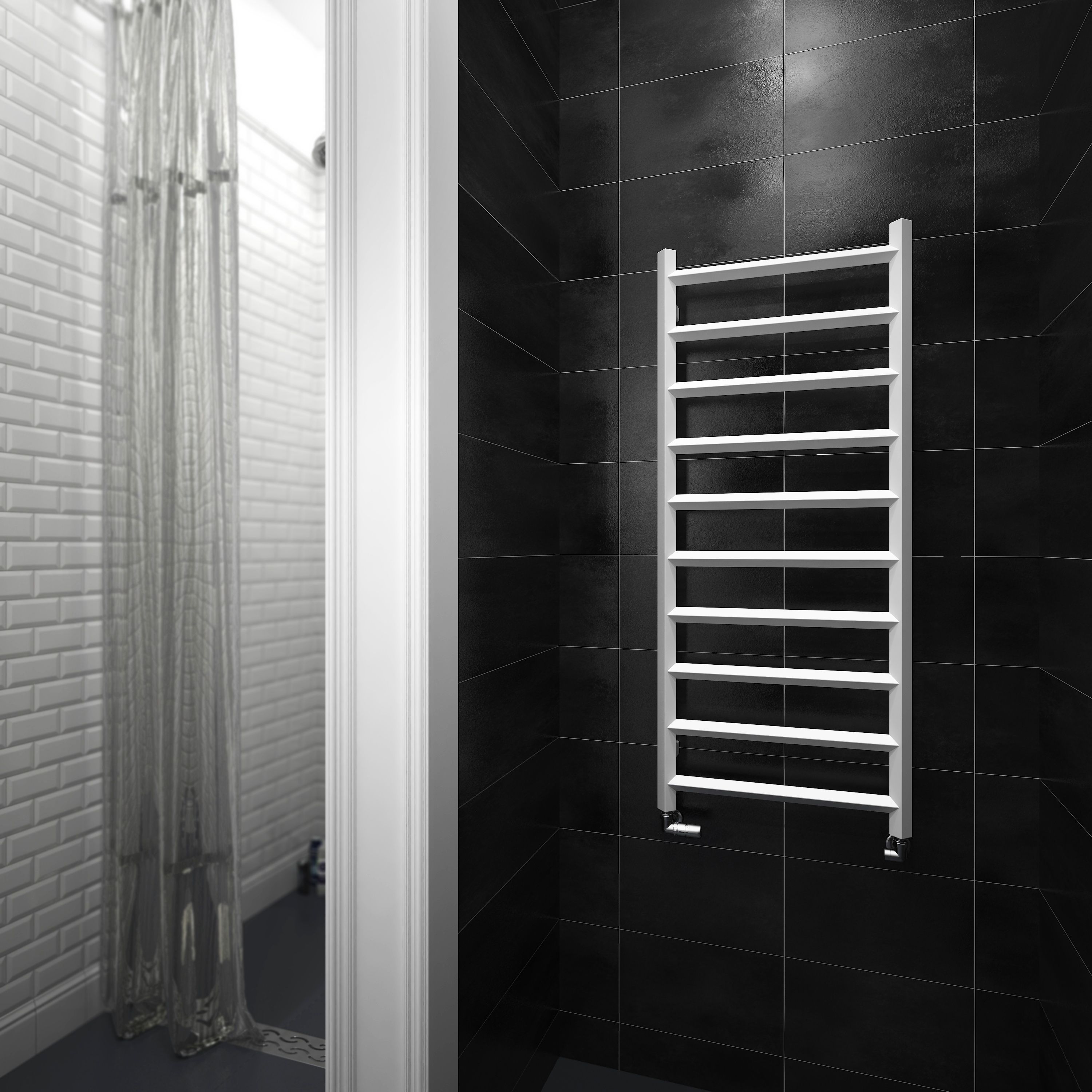 Terma Crystal Soft white Towel warmer (W)500mm x (H)1200mm